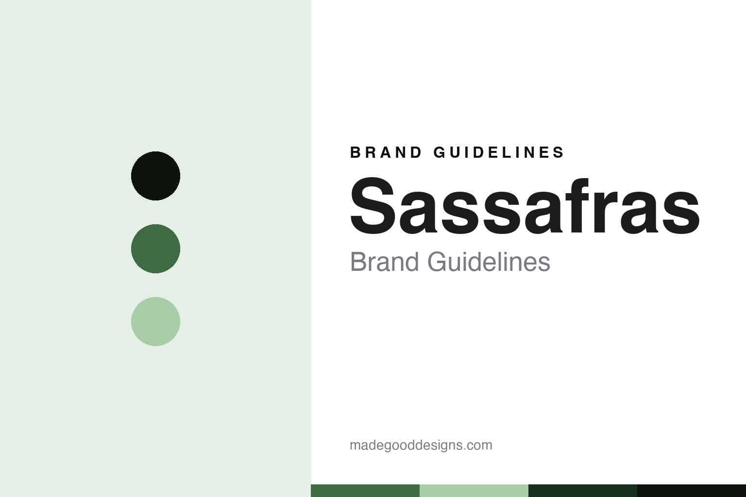 Sassafras brand-guidelines cover — abstract garden-green and sprout colour discs on paper (original homage, no logo, garment or leaf motif).