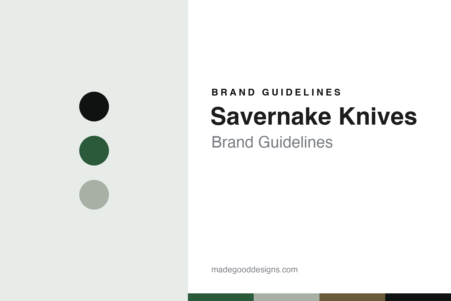 Abstract forest-green and sage cover for a Savernake Knives brand guidelines design article (colour discs, not a knife)