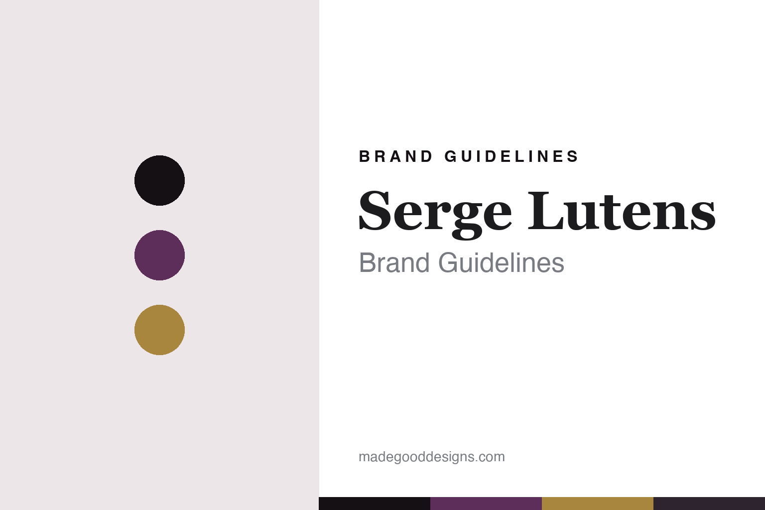 Abstract homage cover for Serge Lutens brand guidelines — colour discs and swatches, not a Serge Lutens asset
