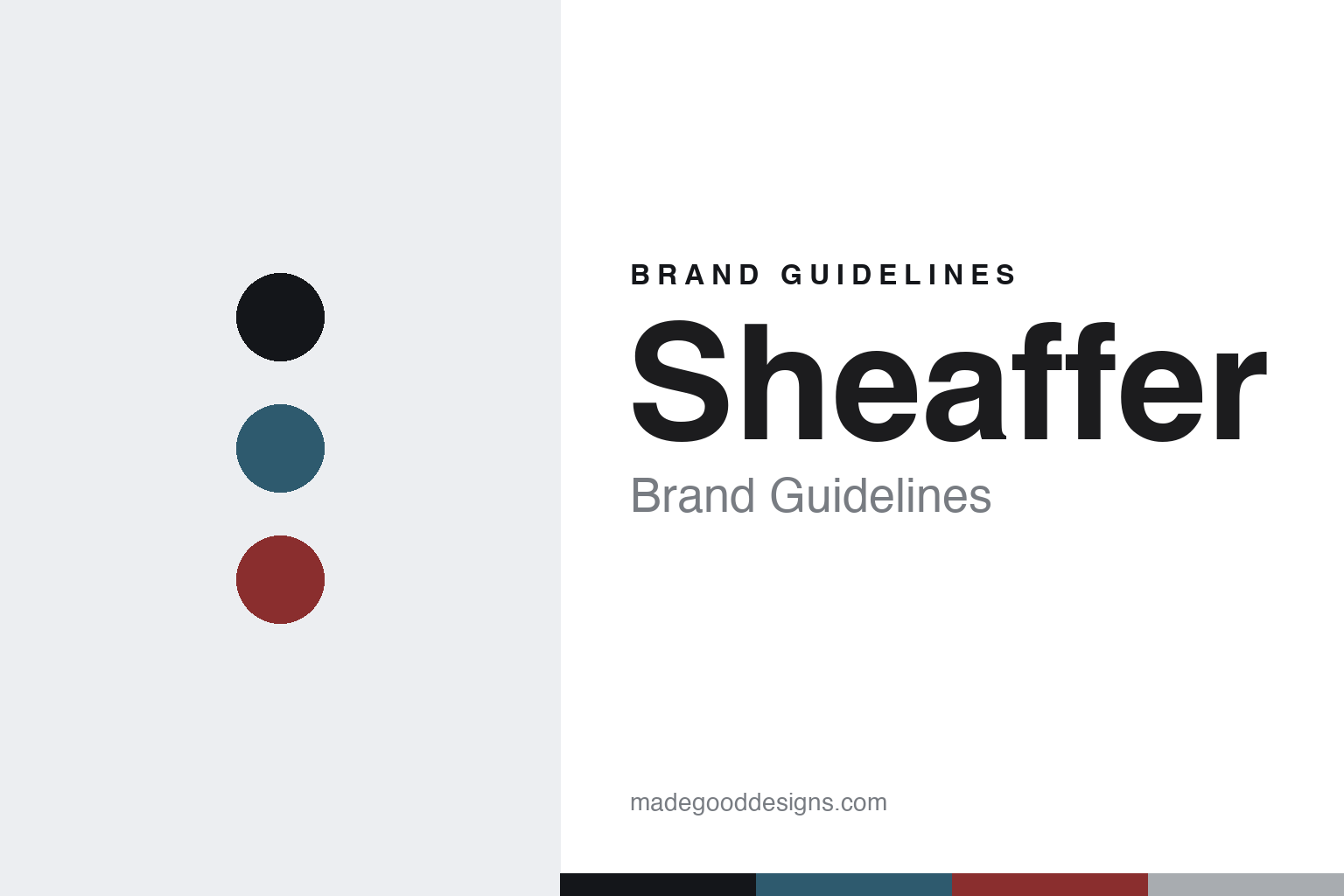 Abstract homage cover for Sheaffer brand guidelines — colour discs and swatches, not a Sheaffer asset