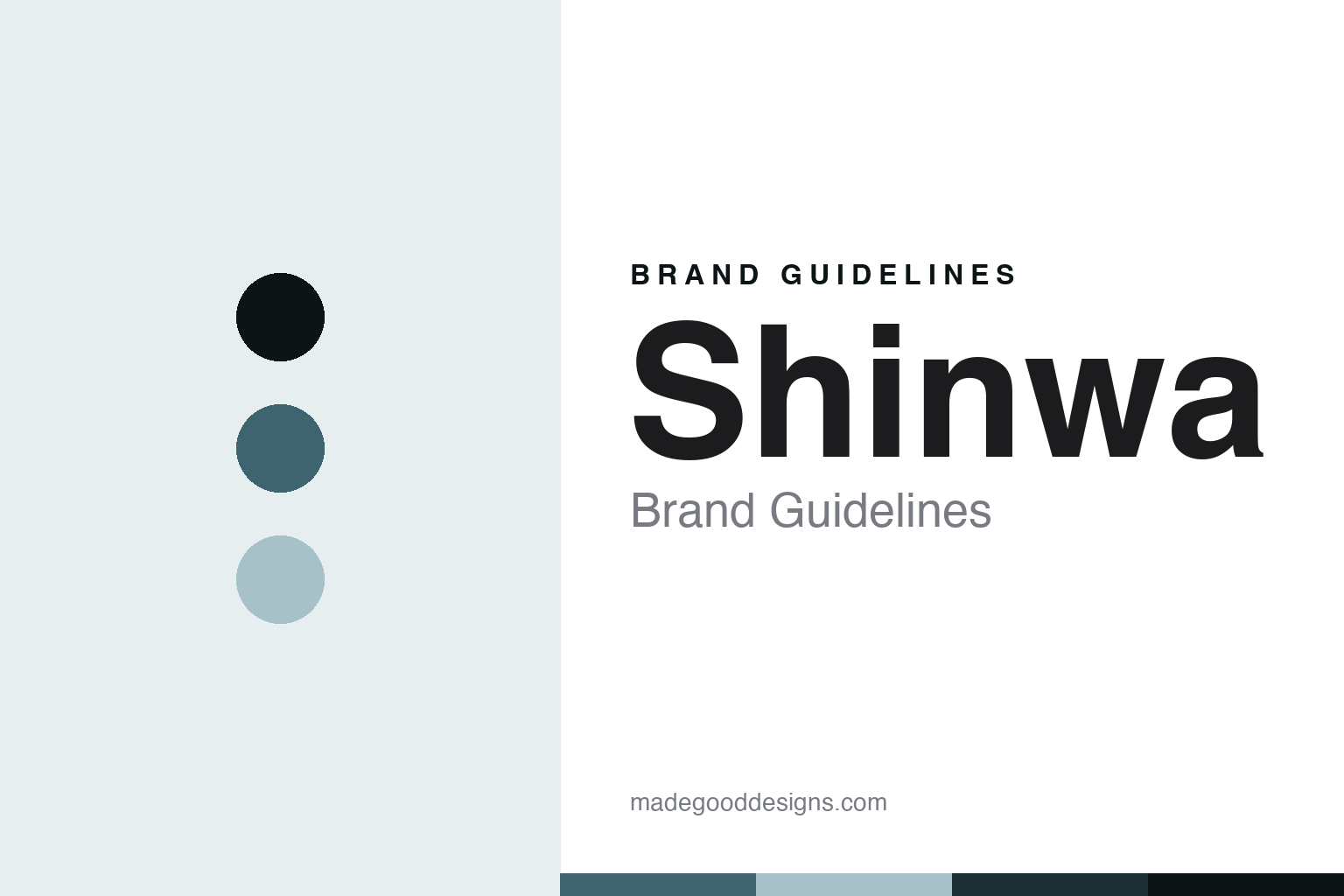 Shinwa brand guidelines cover — abstract measuring-teal and steel-frost colour discs and machined-steel texture (homage; not a Shinwa square or logo)