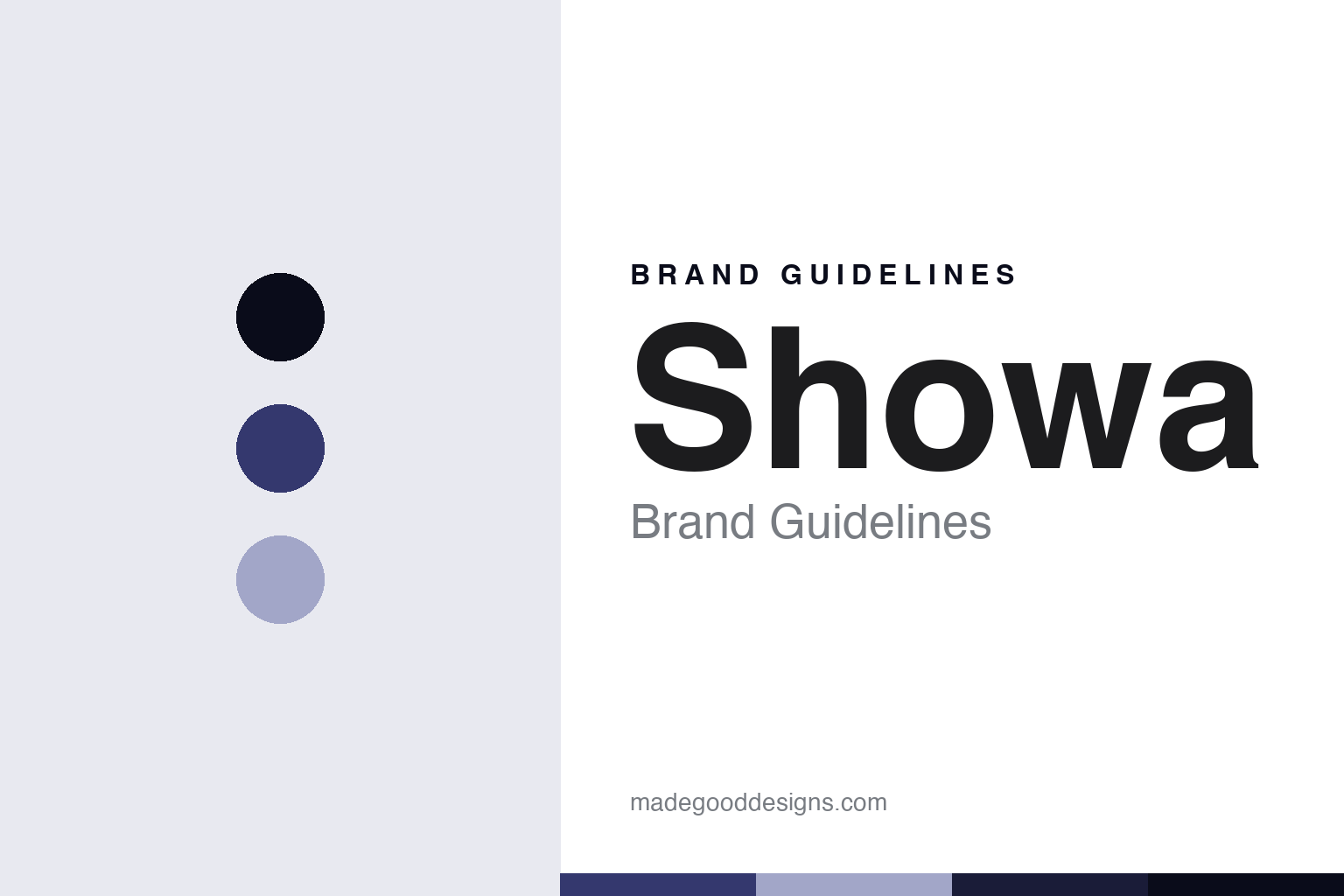 Showa brand guidelines cover — abstract indigo and periwinkle colour discs with a nitrile-coated-knit texture homage (not a Showa glove, logo or coating diagram).