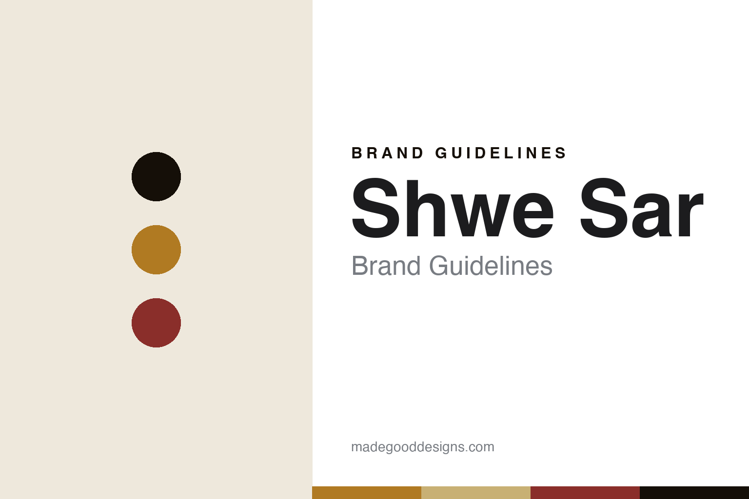 Shwe Sar brand guidelines cover — abstract colour discs and canopy-texture homage, not a parasol, its painted motifs, or any sacred umbrella