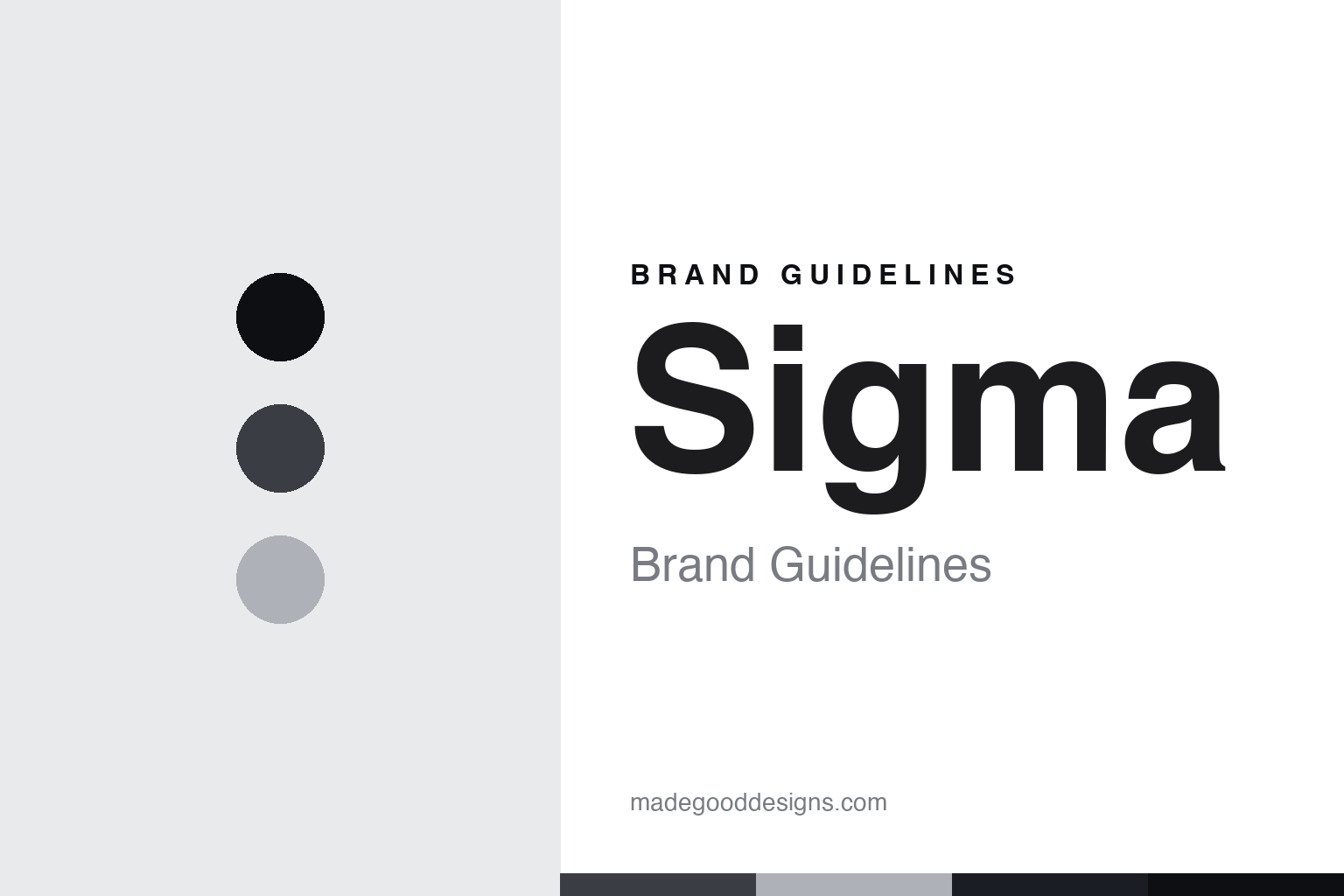 Sigma brand-guidelines cover — abstract charcoal and silver colour discs on paper (original homage, no logo, camera or lens).