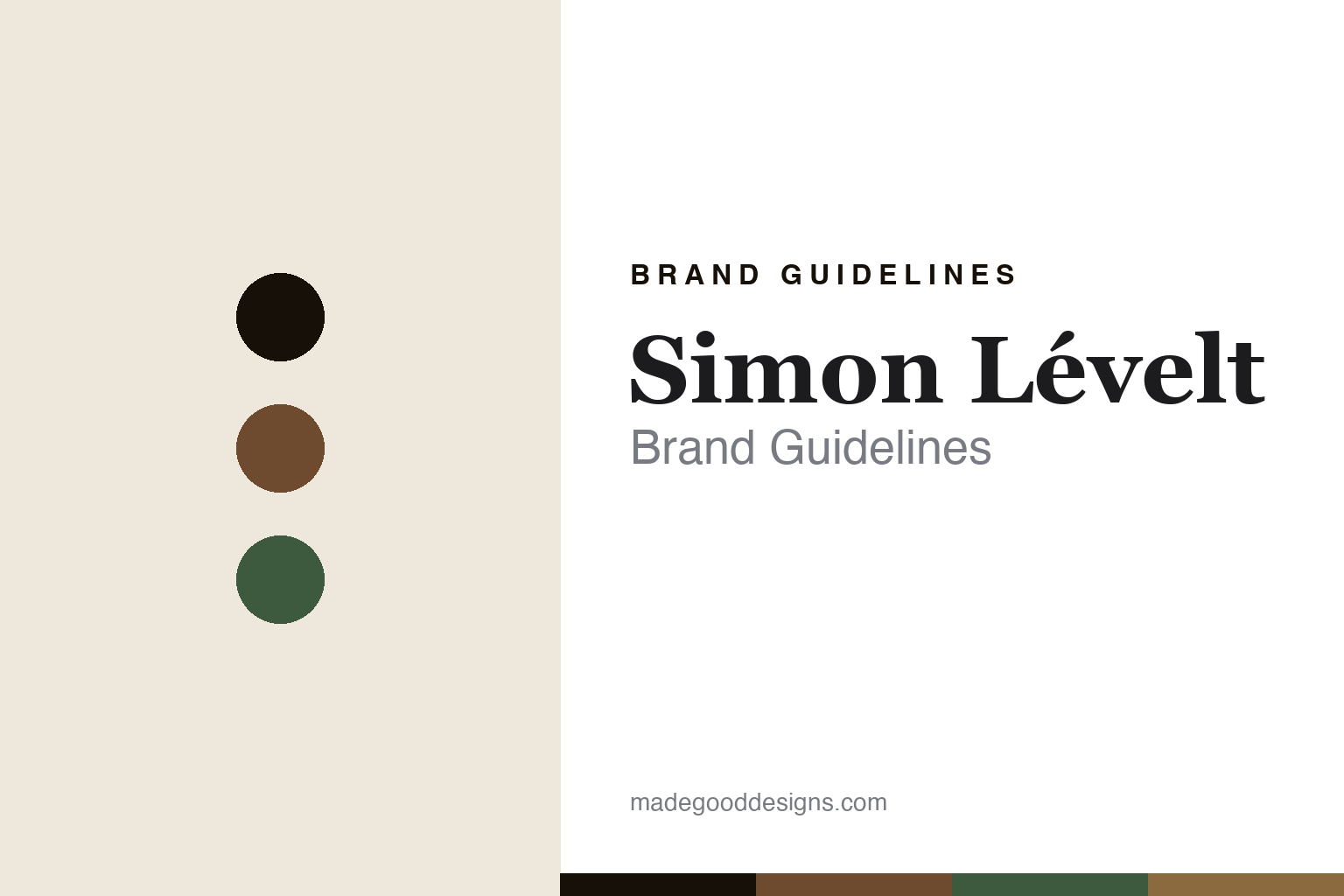 Abstract roast-brown-and-green colour-disc homage to Simon Levelt's coffee-and-tea merchant identity (not the Simon Levelt packaging)