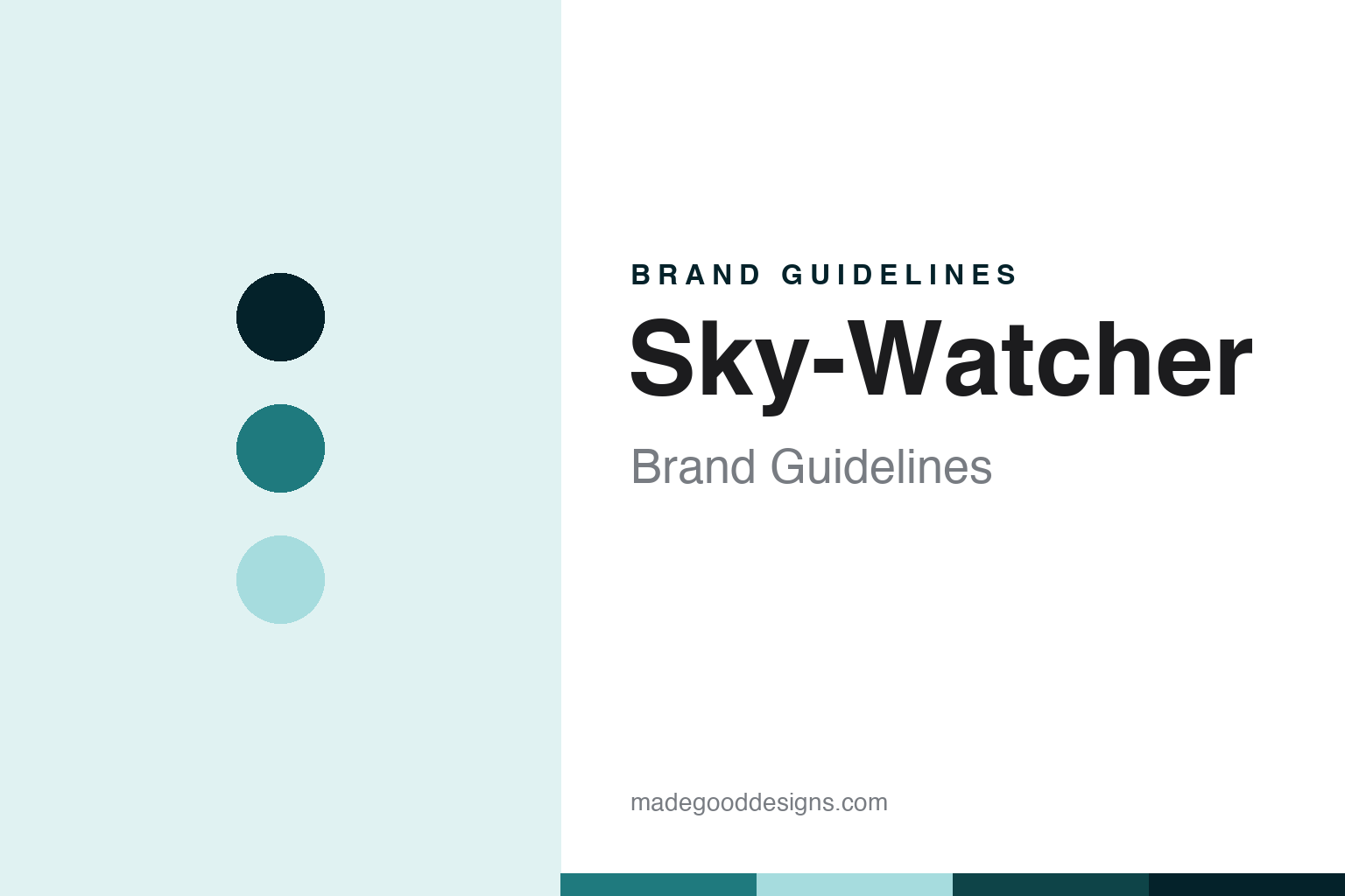 Sky-Watcher brand guidelines cover — abstract nebula-teal palette discs and star-field texture (homage, not the Sky-Watcher logo or any mount)