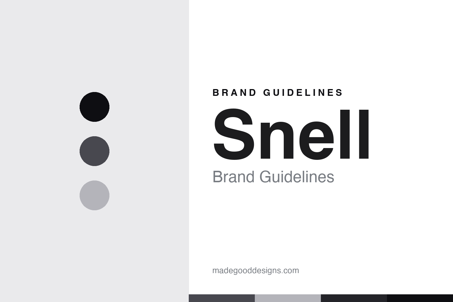 Snell golf brand guidelines — abstract homage cover in graphite and silver, insider-sans register