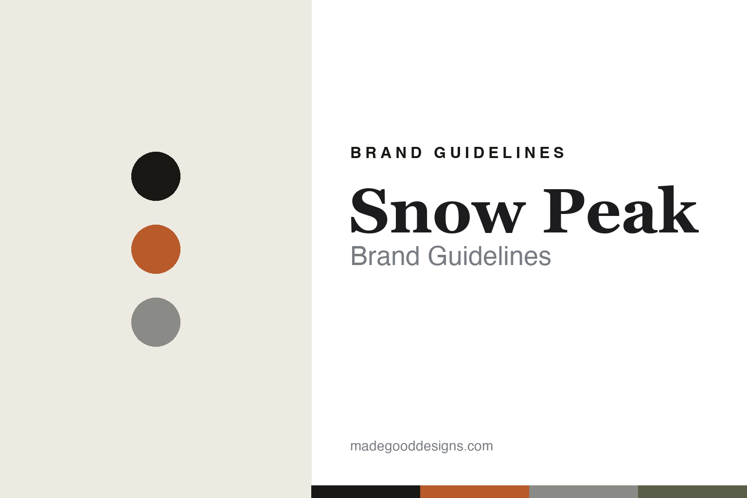 Snow Peak brand guidelines cover — abstract ember-and-charcoal colour-disc homage (not the Snow Peak logo)