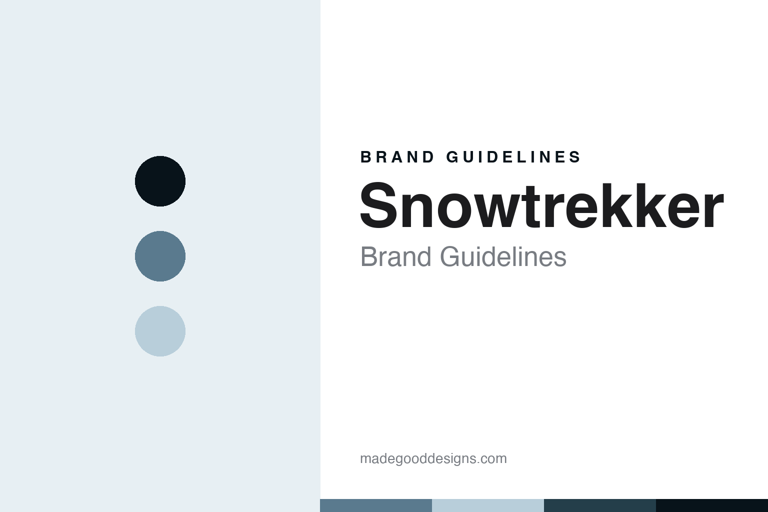 Snowtrekker brand guidelines cover - abstract frost-blue-grey colour discs and canvas-weave texture