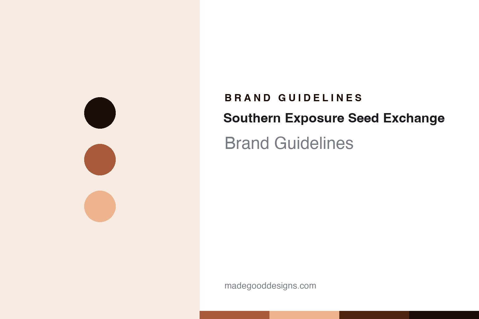 Southern Exposure Seed Exchange brand guidelines - abstract Virginia-clay colour discs and seed-packet-paper texture, an unofficial design homage