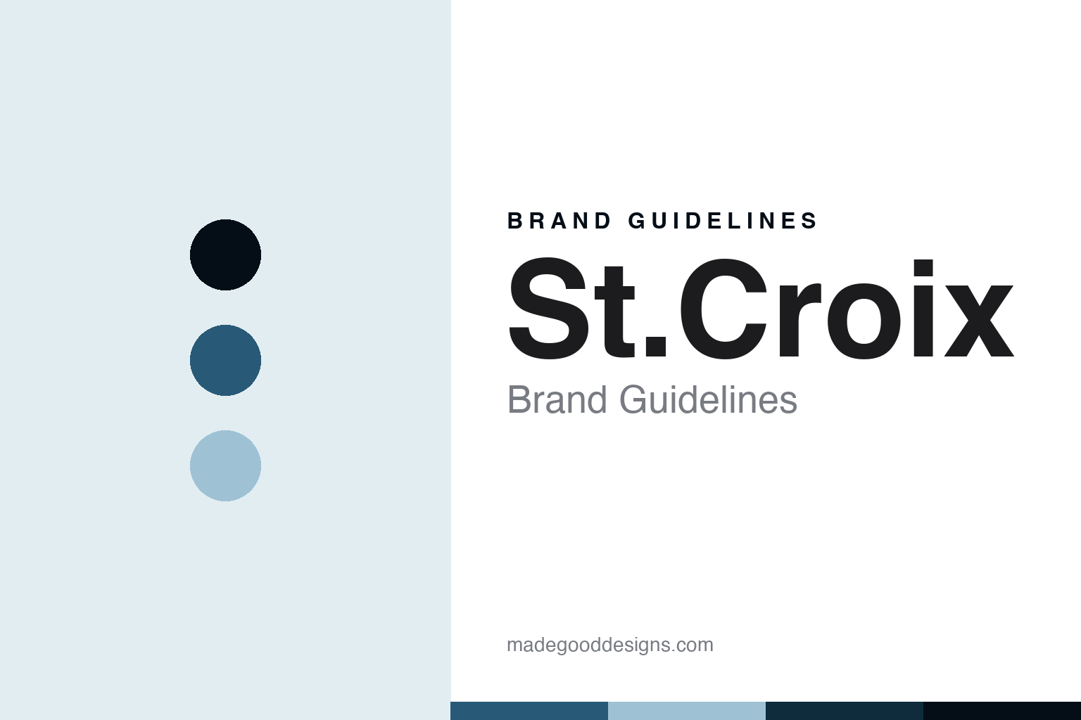 St.Croix brand guidelines — abstract lake-blue palette and rod-builder-sans cover homage (not affiliated)