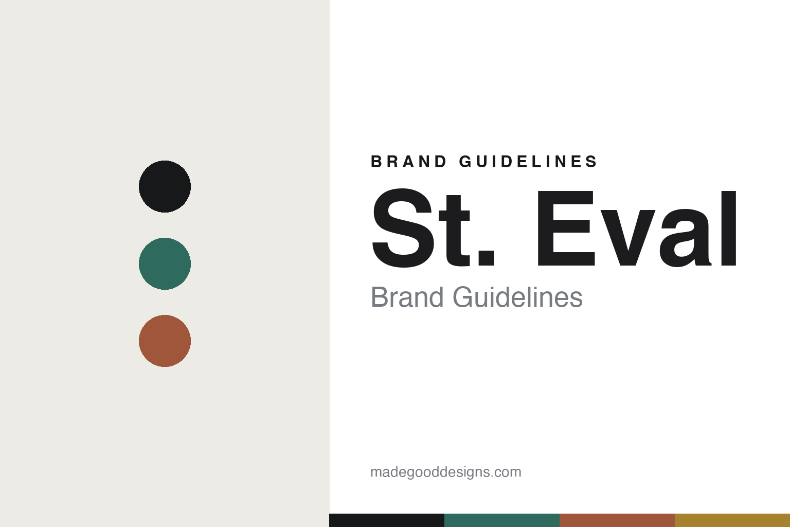 St. Eval brand guidelines — abstract colour-disc homage cover