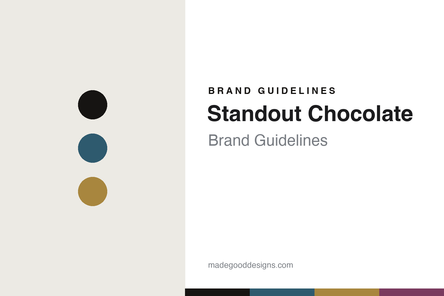 Abstract teal-and-gold colour-disc homage to Standout Chocolate's colour-coded Swedish identity (not the Standout Chocolate packaging)