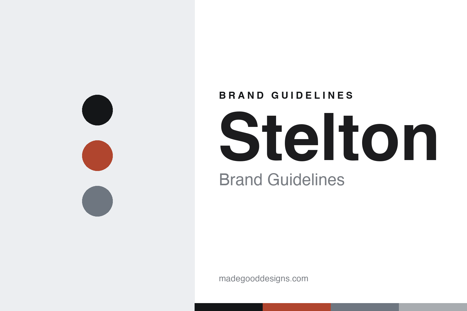 Abstract homage cover for Stelton brand guidelines — colour discs and swatches, not a Stelton asset