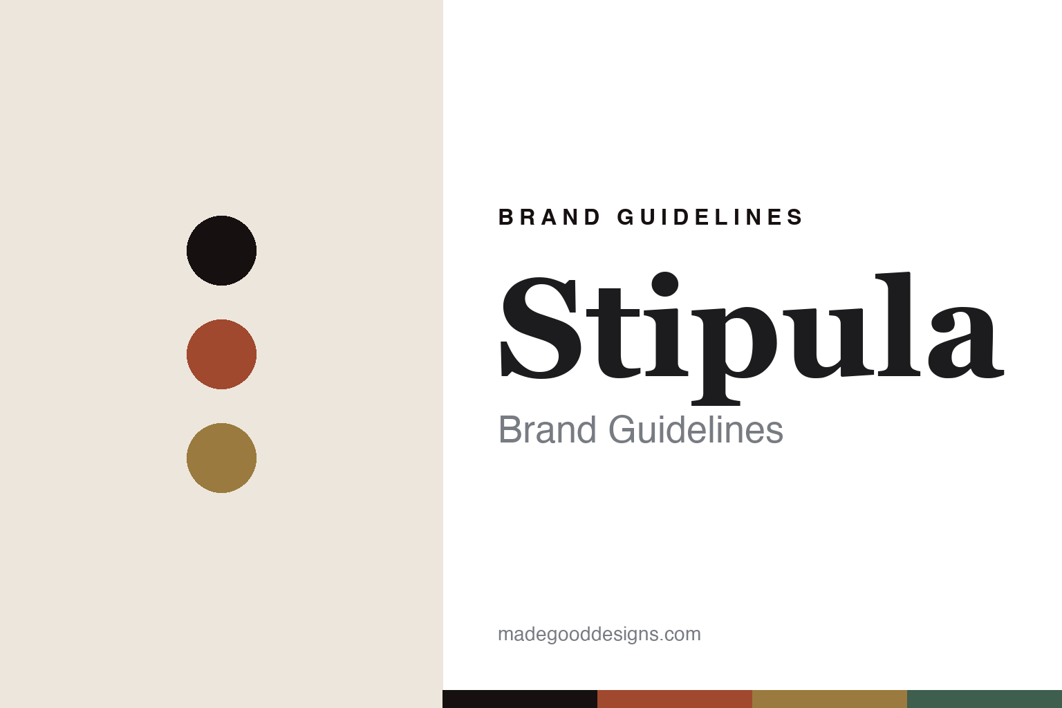 Abstract homage cover for Stipula brand guidelines — colour discs and swatches, not a Stipula asset