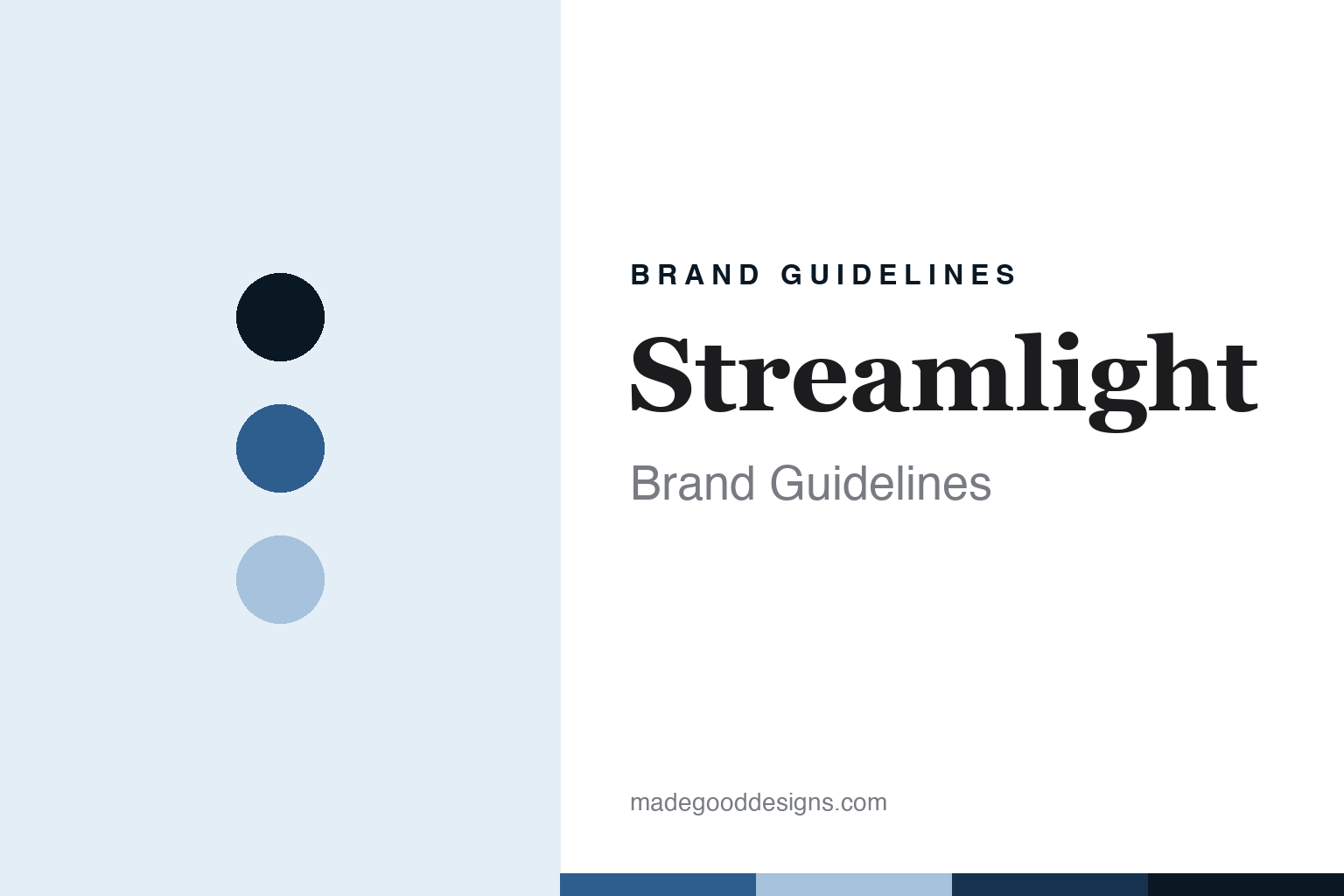 Streamlight brand guidelines cover — abstract duty-blue palette discs and anodized-aluminium texture (homage, not the Streamlight logo)