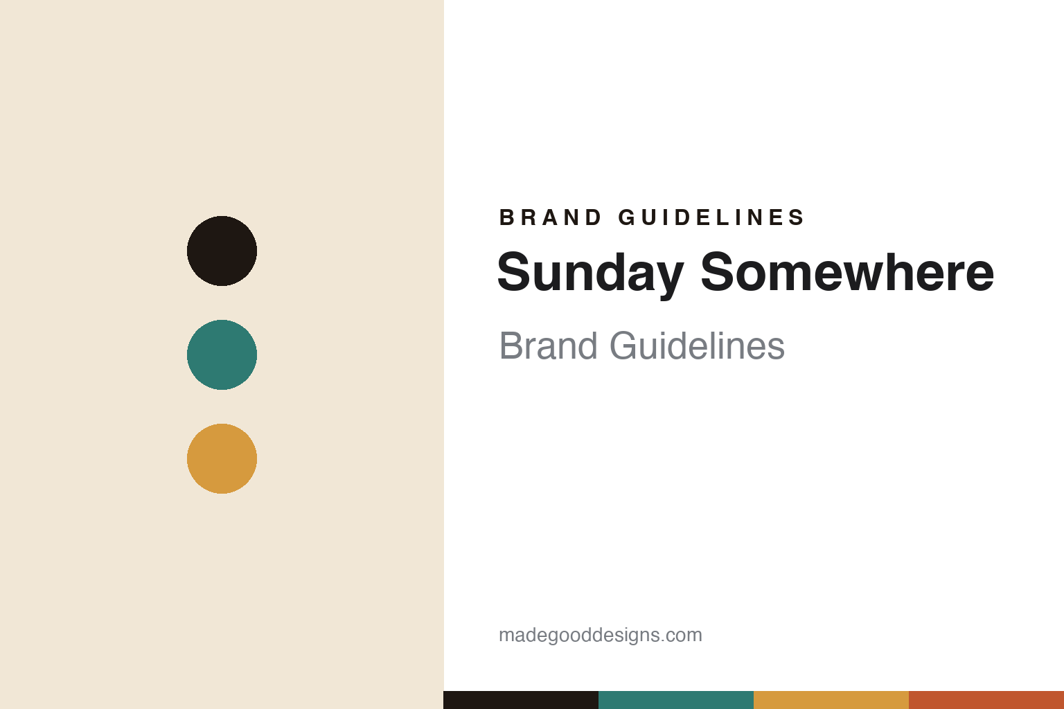 Sunday Somewhere brand guidelines — abstract colour-disc homage (teal and mustard), not the Sunday Somewhere identity