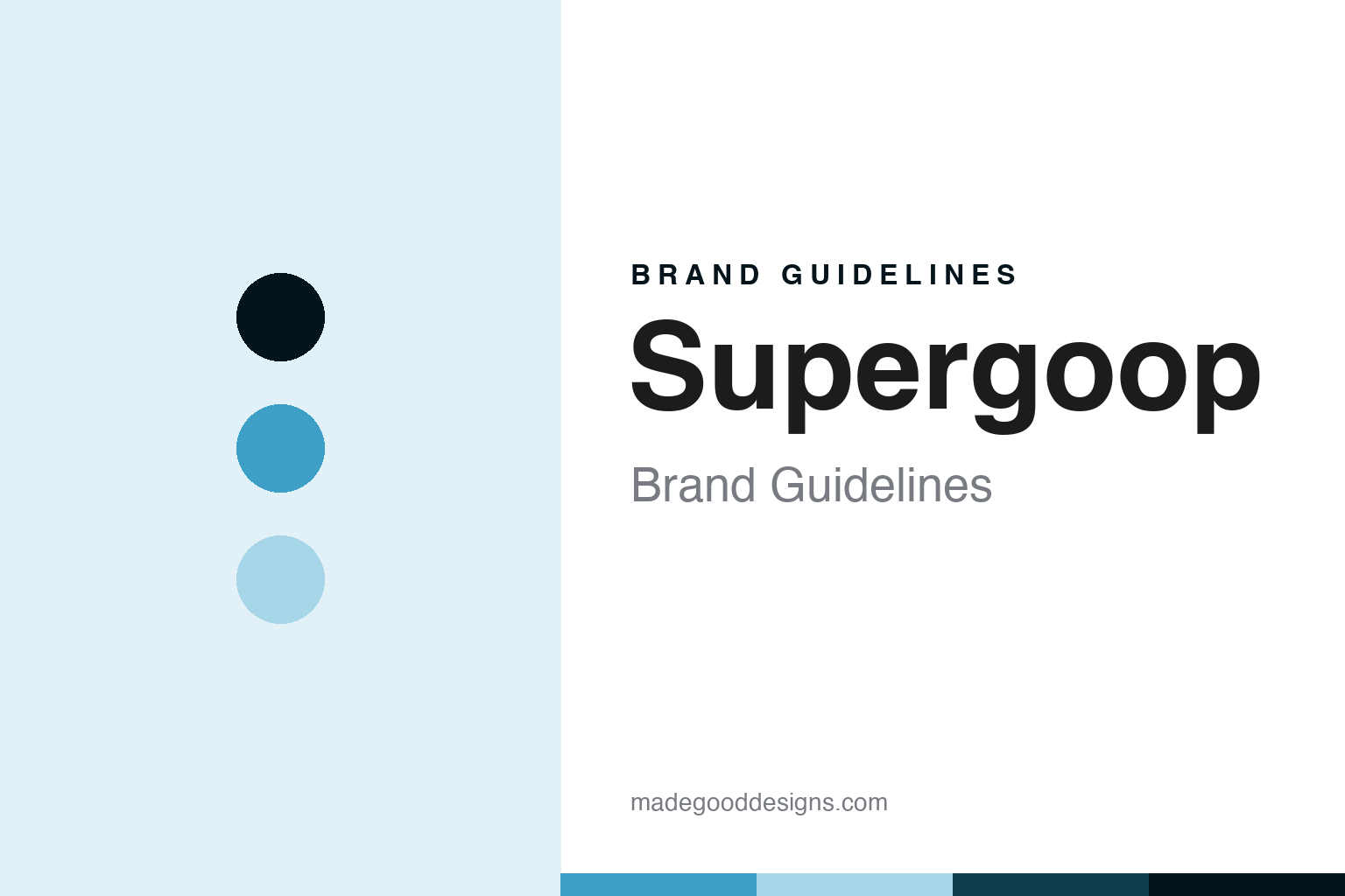 Supergoop brand guidelines abstract homage cover: sky-cyan colour discs and sunscreen texture, not an official asset