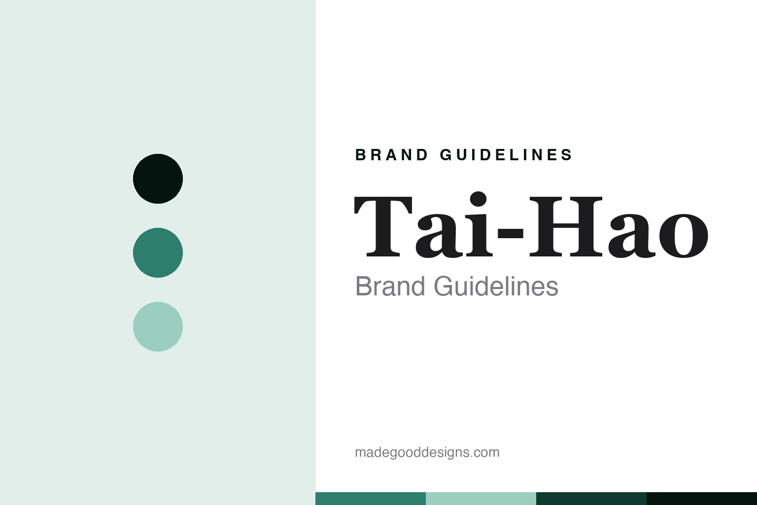 Tai-Hao brand guidelines — abstract heritage-teal palette and doubleshot-serif homage (not a Tai-Hao asset)