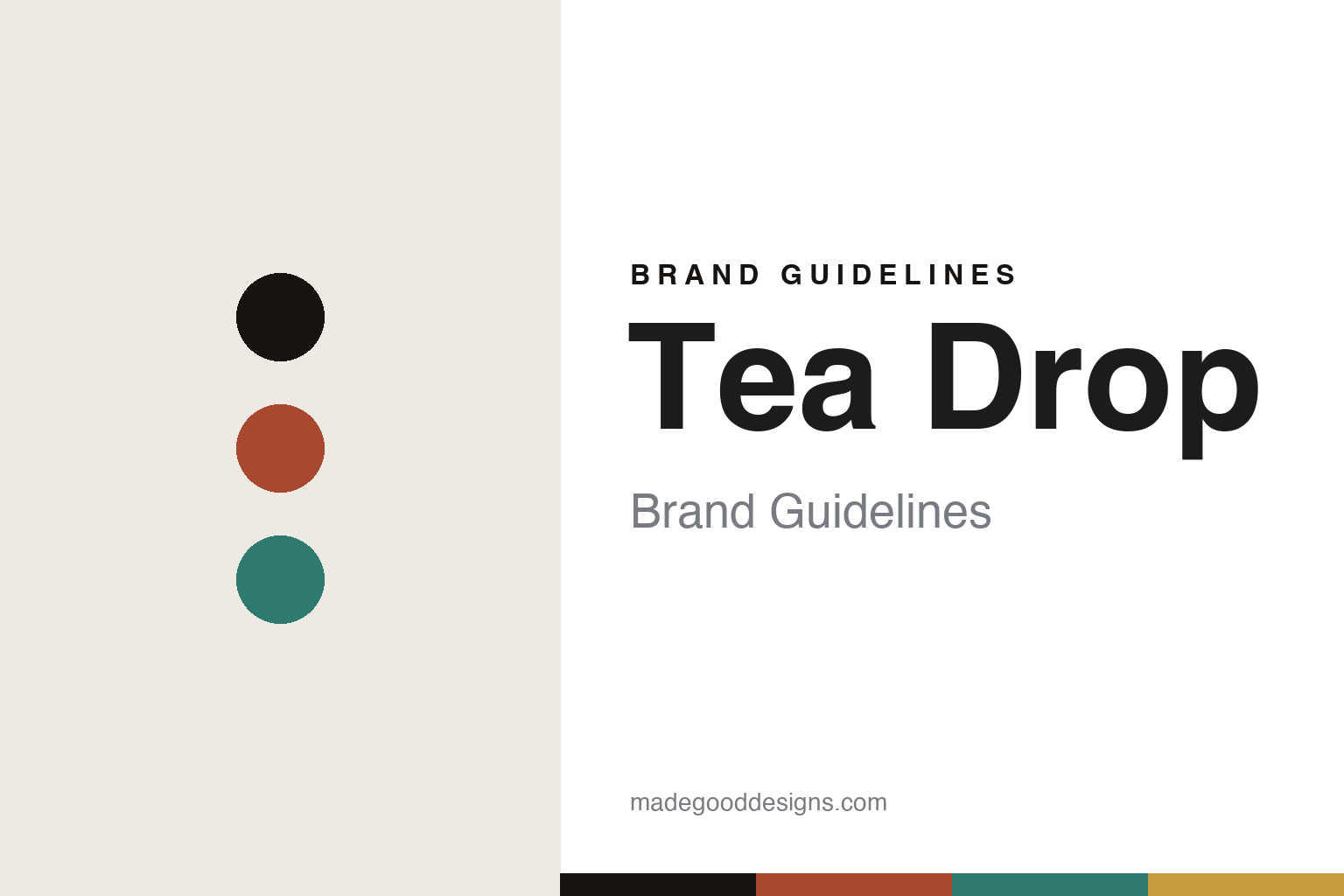 Abstract coral-and-teal colour-disc homage to Tea Drop's colourful cafe-culture tea identity (not the Tea Drop packaging)