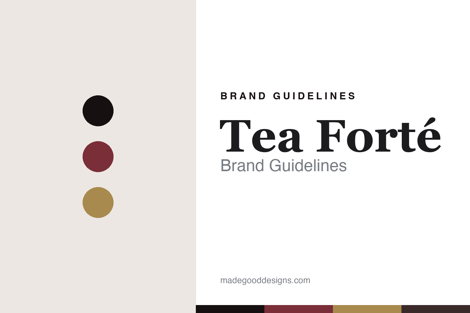 Abstract claret-and-gold colour-disc homage to Tea Forte's pyramid-infuser tea identity (not the Tea Forte packaging)