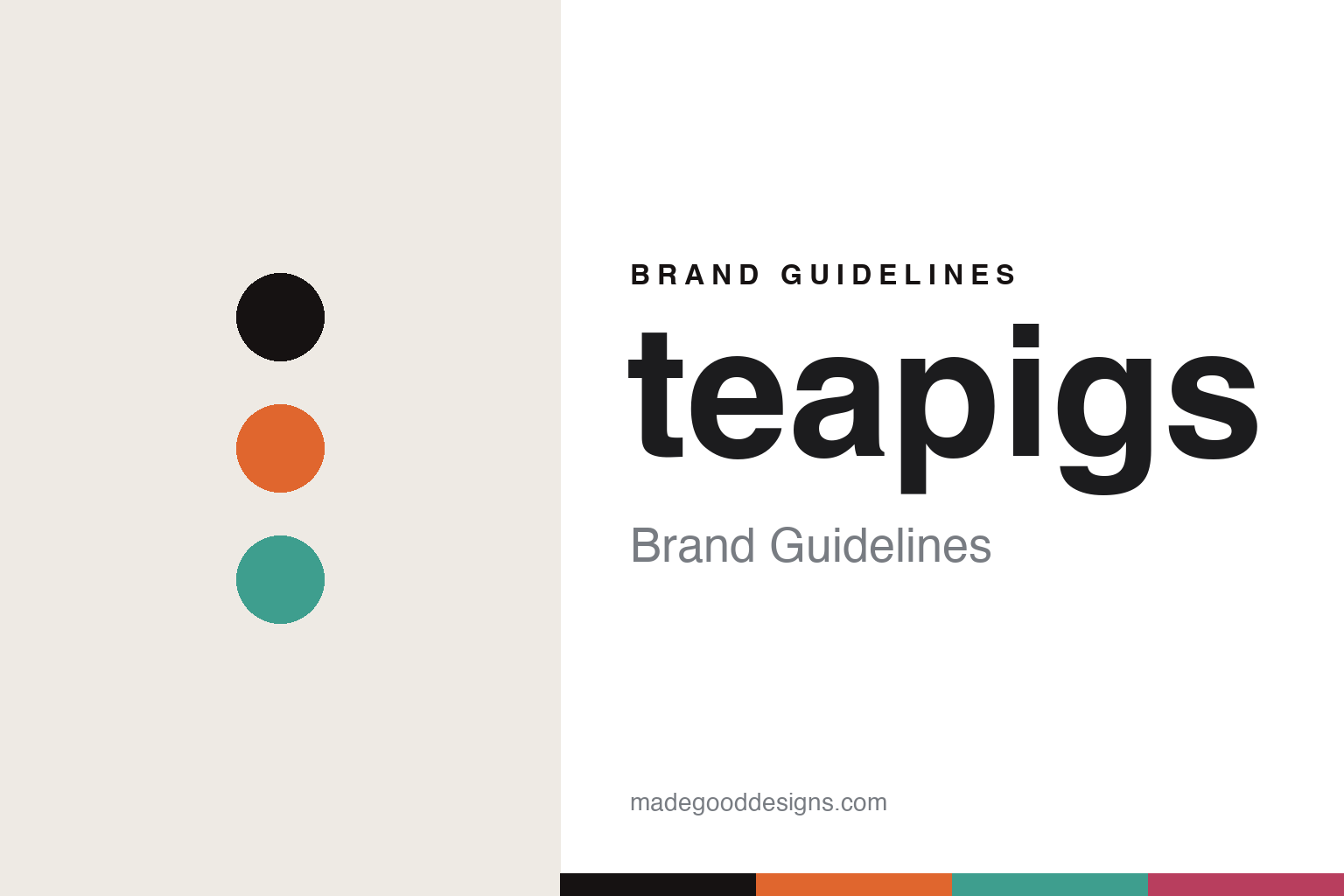 Abstract bright playful colour-disc homage to teapigs' anti-stuffy whole-leaf tea identity (not the teapigs packaging)