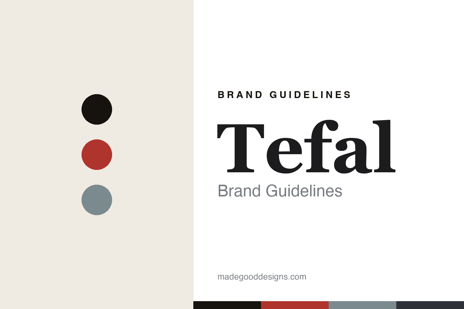 Tefal brand guidelines cover — abstract colour-disc homage