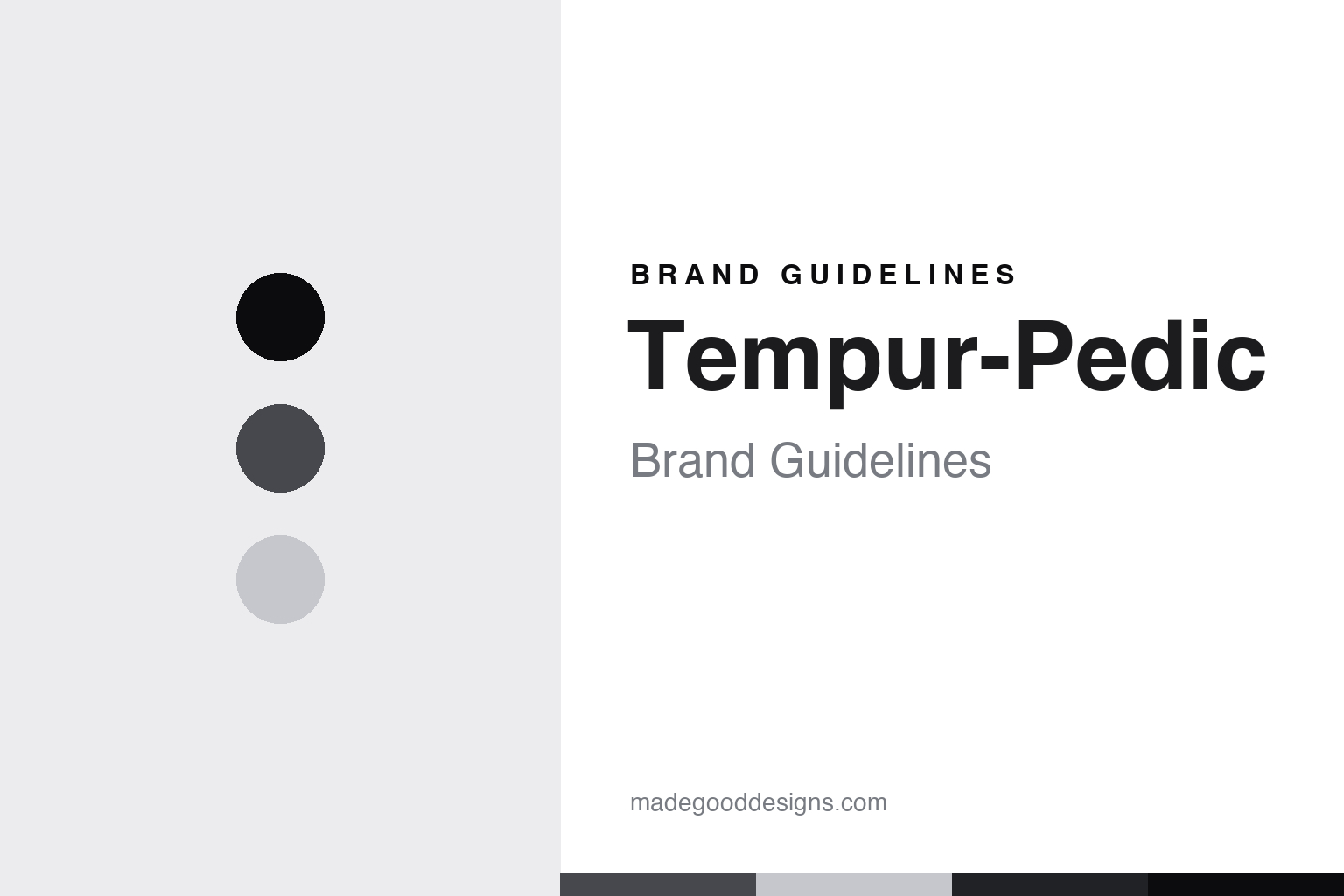 Tempur-Pedic brand guidelines cover - abstract foam charcoal discs and foam-cell texture homage, no foam impression or logo