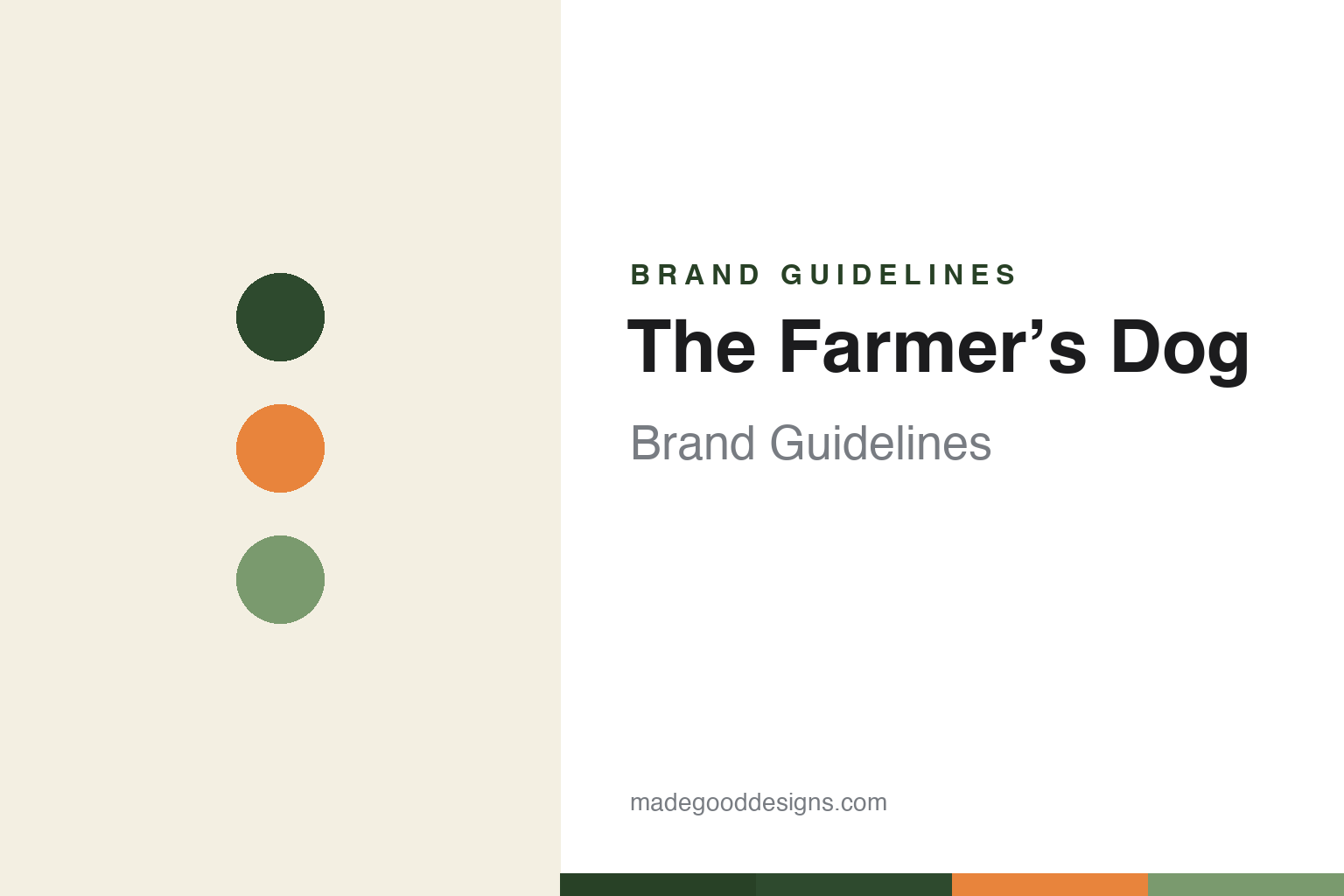 Abstract kale-and-carrot palette homage for The Farmer's Dog brand guidelines (not the Farmer's Dog logo)