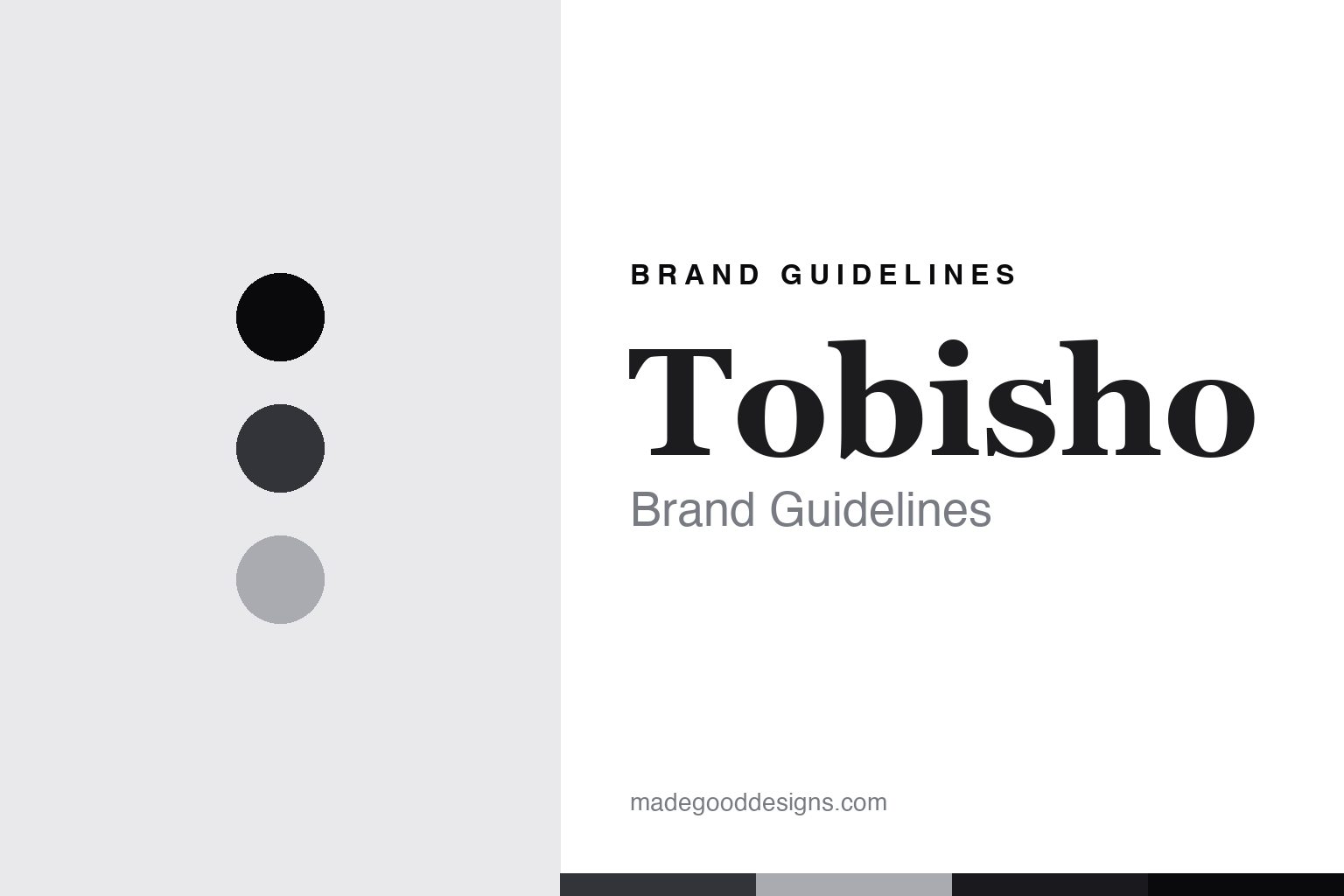 Tobisho brand guidelines — abstract homage cover in graphite, ink and silver; not a Tobisho product or logo