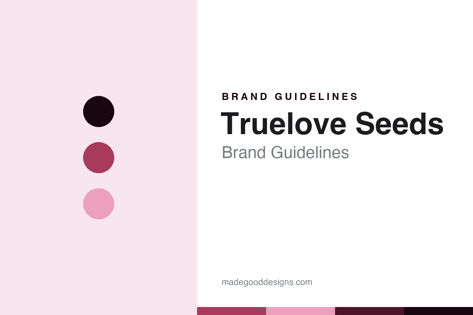 Truelove Seeds brand guidelines - abstract amaranth colour discs and seed texture, an unofficial design homage