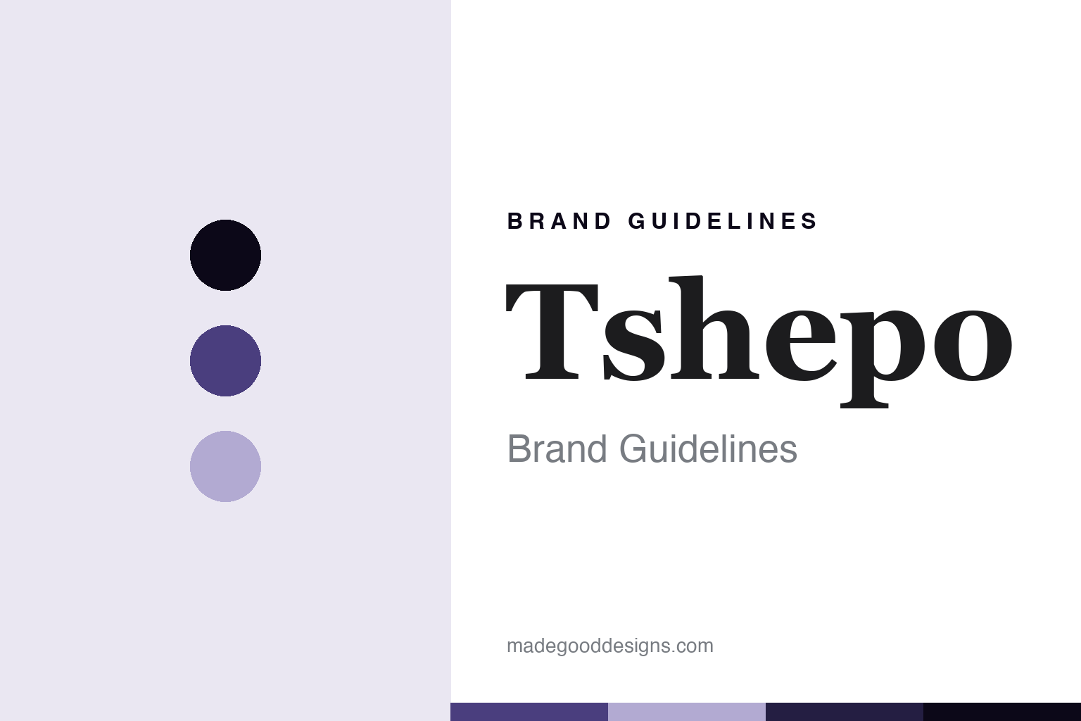 Tshepo brand guidelines cover — abstract indigo-violet and lilac colour discs with a selvedge-denim texture homage (not a Tshepo jean, stitch or motif).