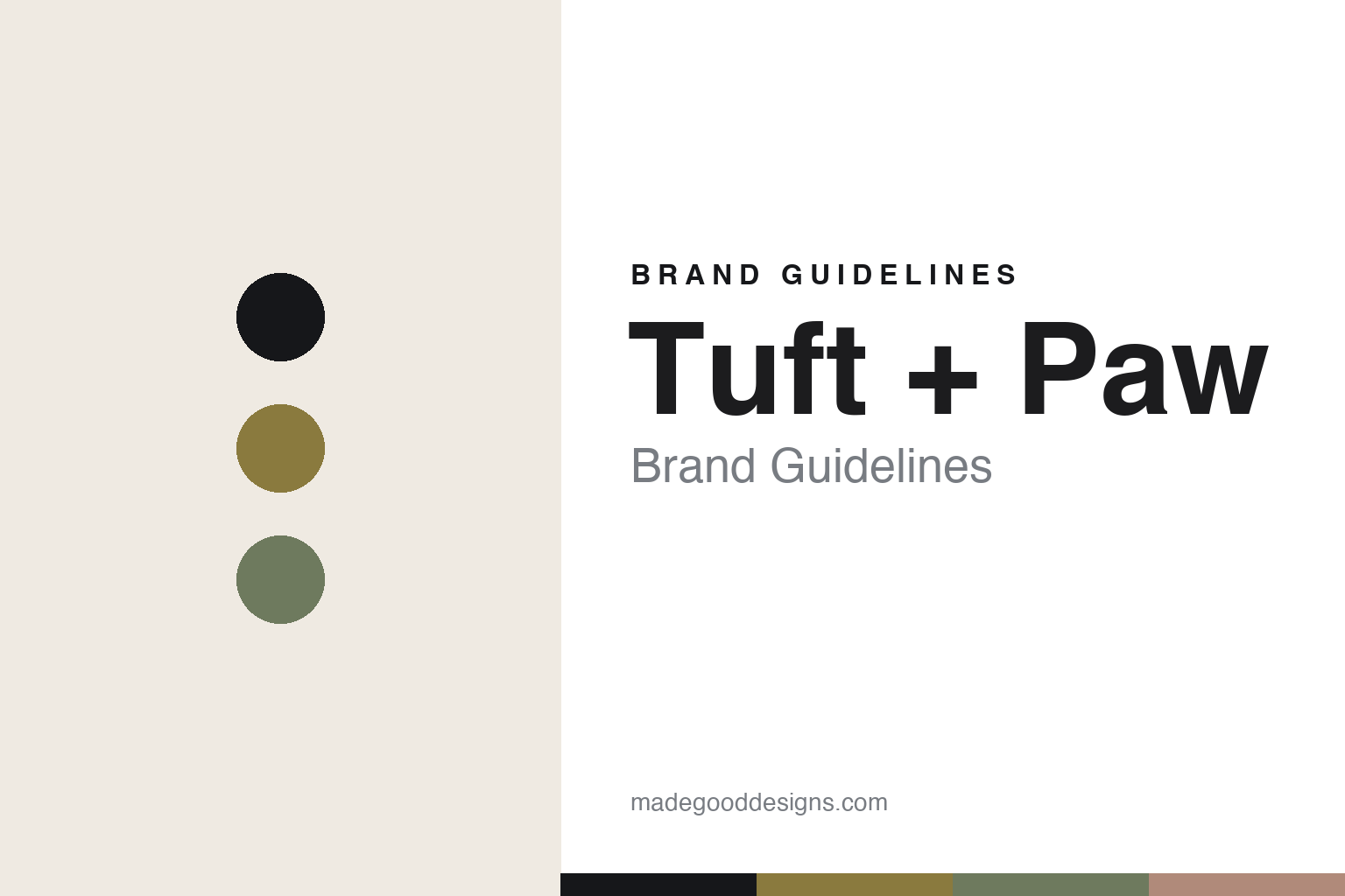 Tuft + Paw brand guidelines — abstract colour-disc homage cover
