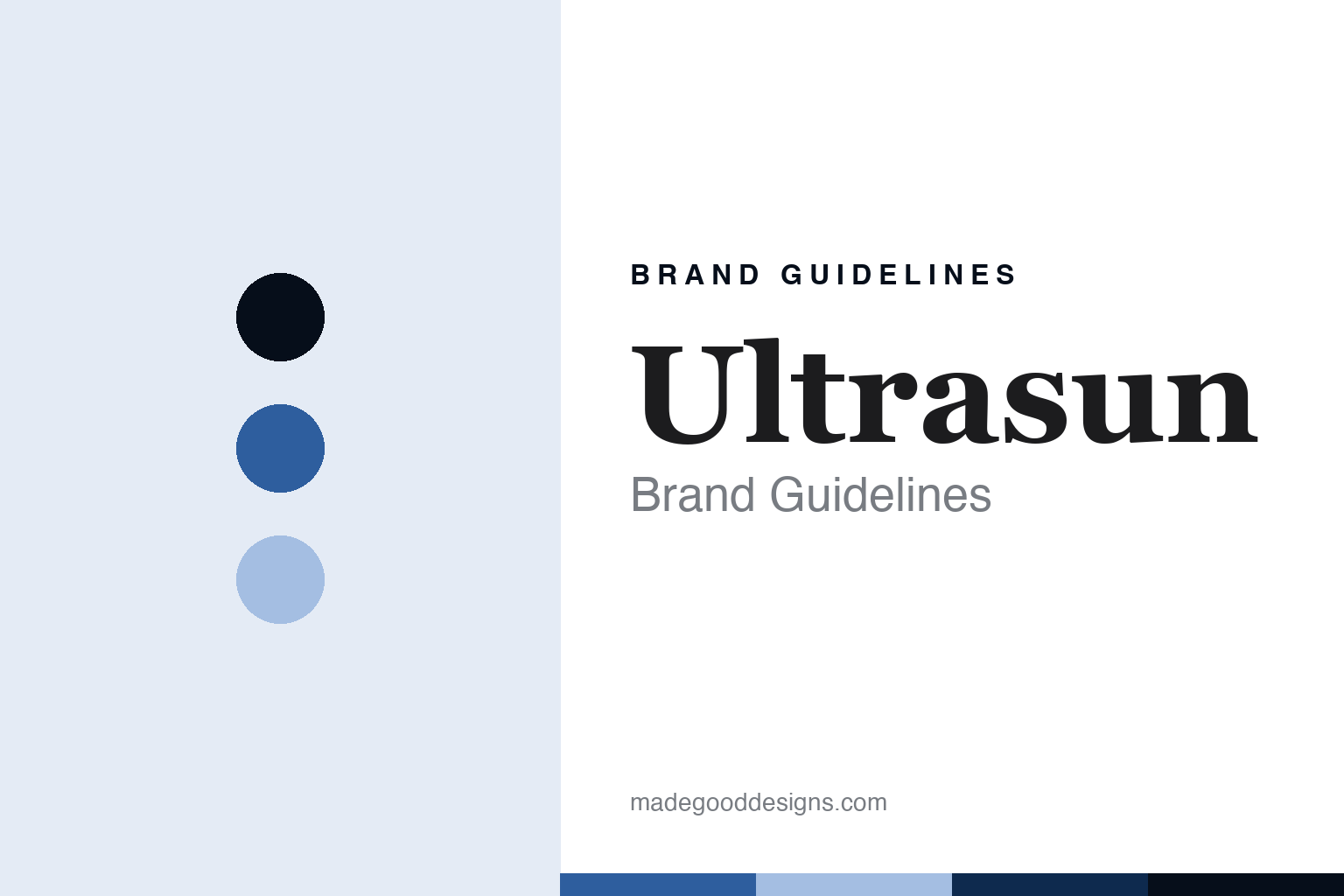 Ultrasun brand guidelines abstract homage cover: clinical-blue colour discs and sunscreen texture, not an official asset