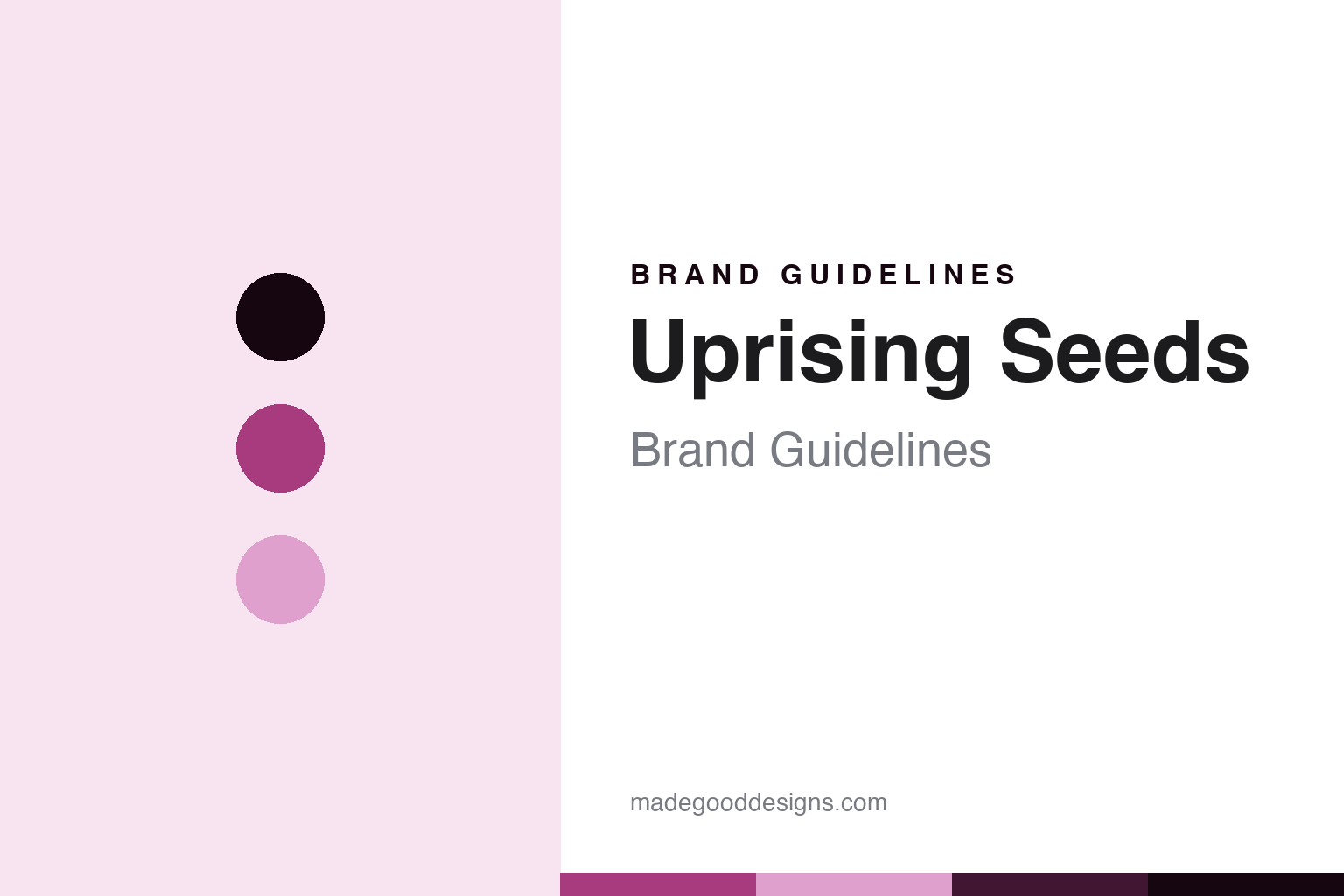 Uprising Seeds brand guidelines - abstract radicchio-magenta colour discs and seed-packet-paper texture, an unofficial design homage
