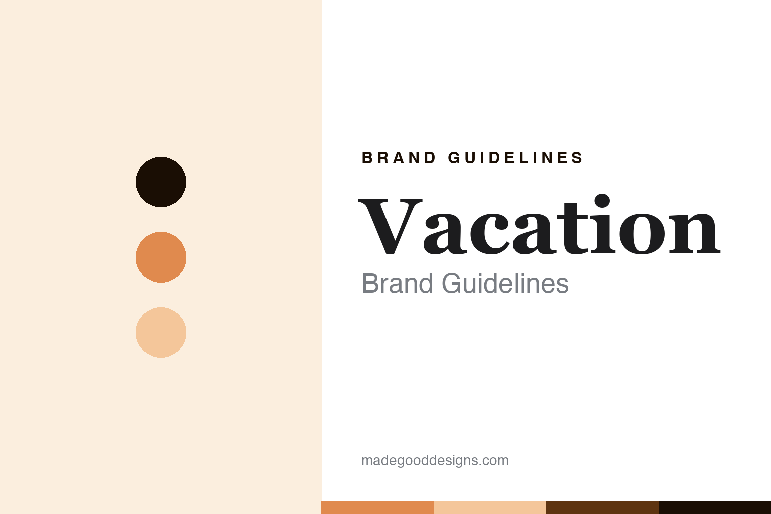 Vacation sunscreen brand guidelines abstract homage cover: sunset-coral colour discs and sunscreen texture, not an official asset