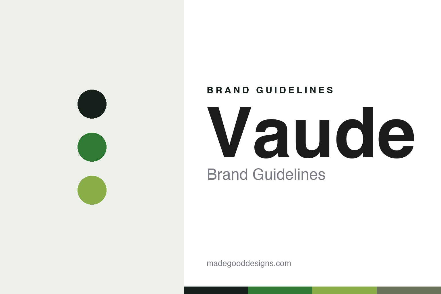 Vaude brand guidelines cover — abstract colour-disc homage