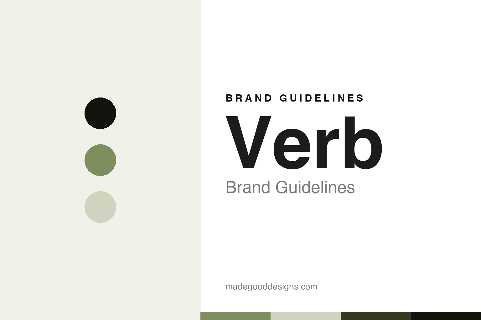 Verb brand guidelines cover - sage-olive discs and oil texture, abstract homage