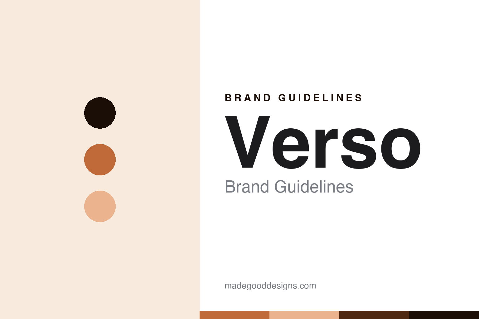 Verso brand guidelines abstract homage cover: sienna colour discs and serum texture, not an official asset