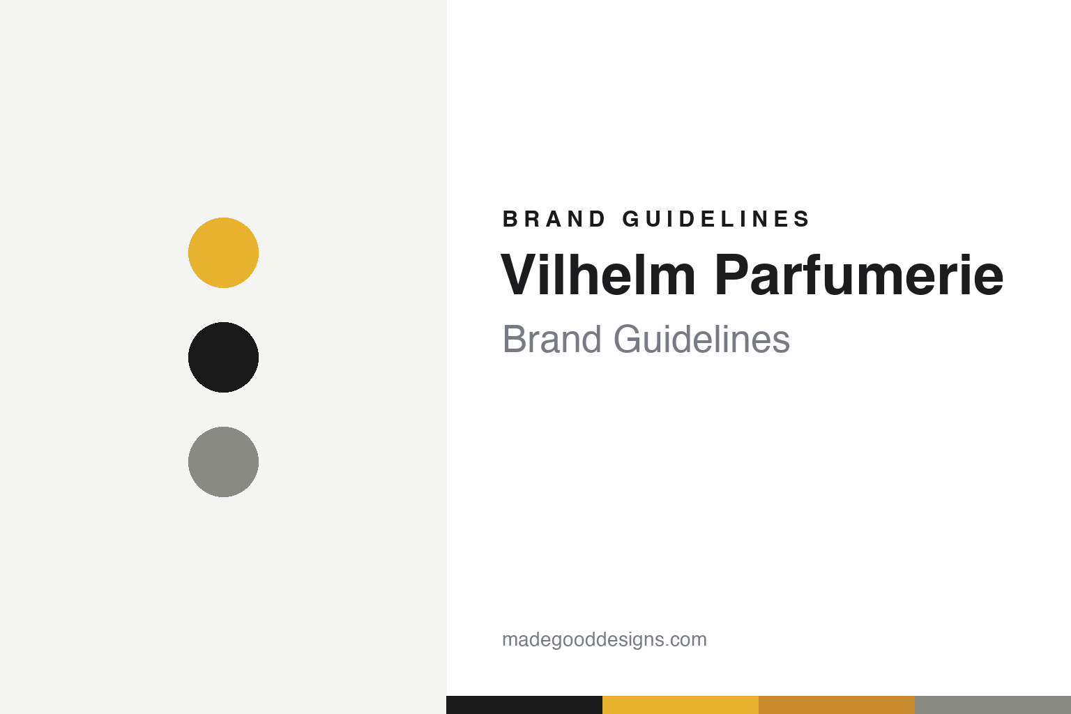 Vilhelm Parfumerie brand guidelines — abstract goldenrod-and-black homage cover