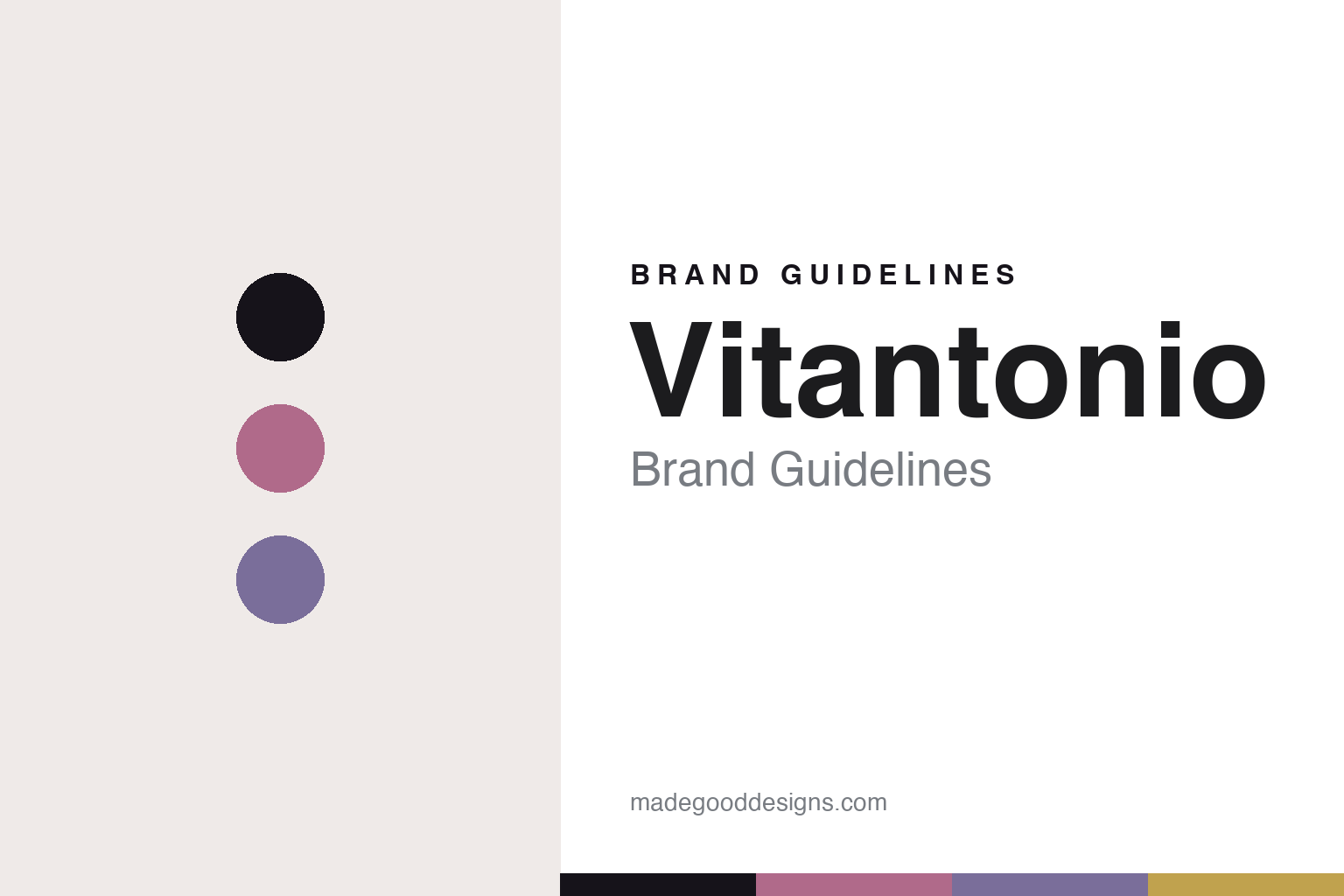 Vitantonio brand guidelines cover — abstract colour-disc homage