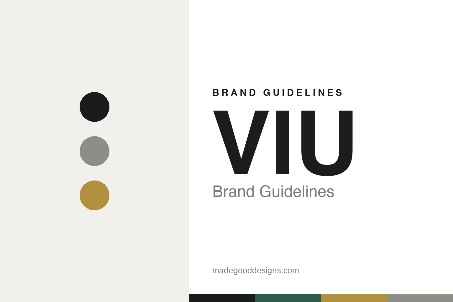 VIU brand guidelines — abstract colour-disc homage (marble green and brass), not the VIU identity