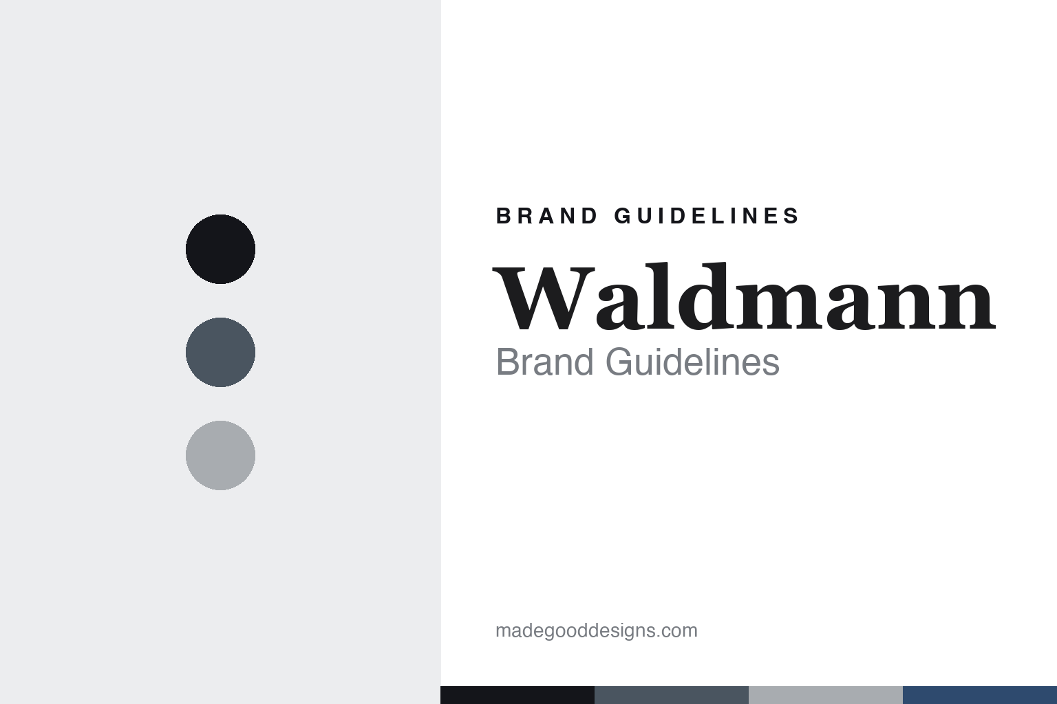 Abstract homage cover for Waldmann brand guidelines — colour discs and swatches, not a Waldmann asset