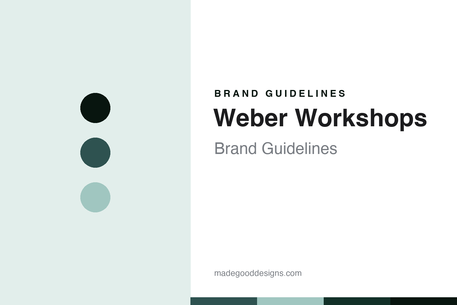 Weber Workshops brand guidelines — abstract homage cover in deep teal, ink and mist; not a Weber Workshops product or logo