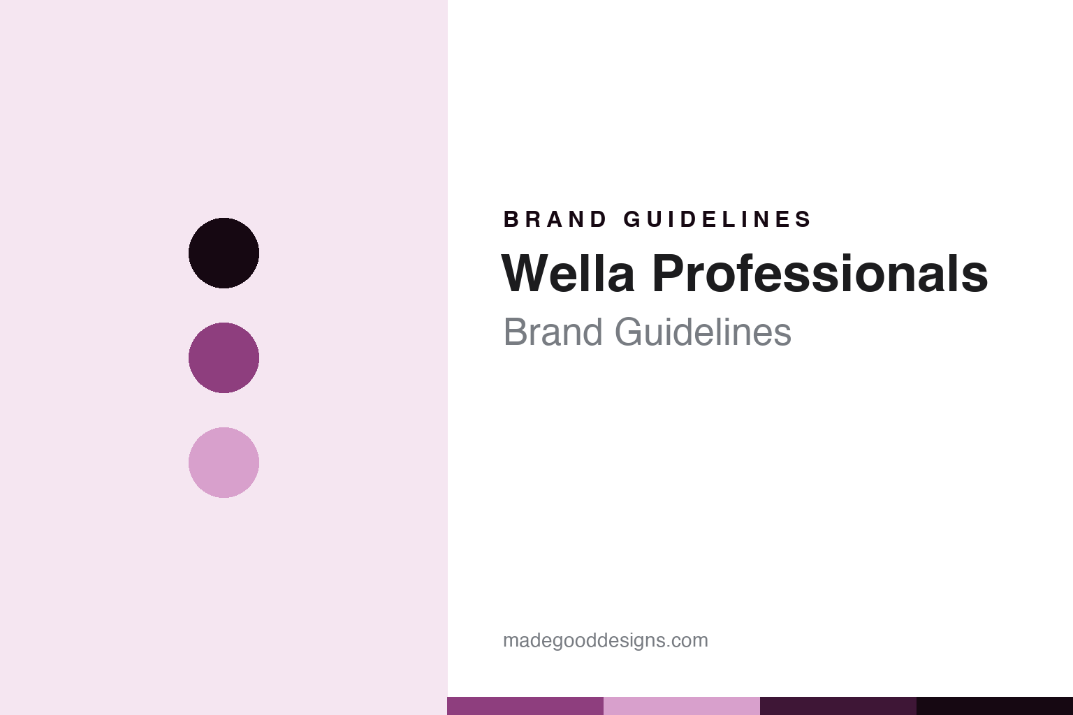 Wella Professionals brand guidelines cover - violet discs and colour-and-bond texture, abstract homage