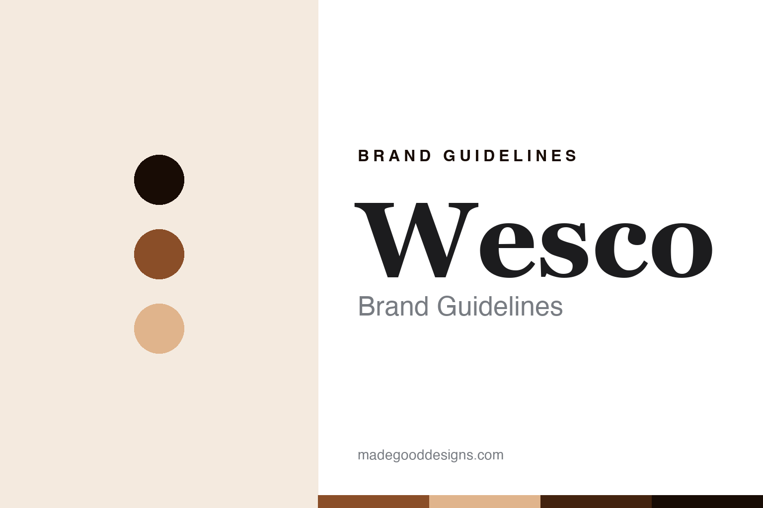Wesco brand guidelines cover - abstract russet-brown colour discs and leather-grain texture