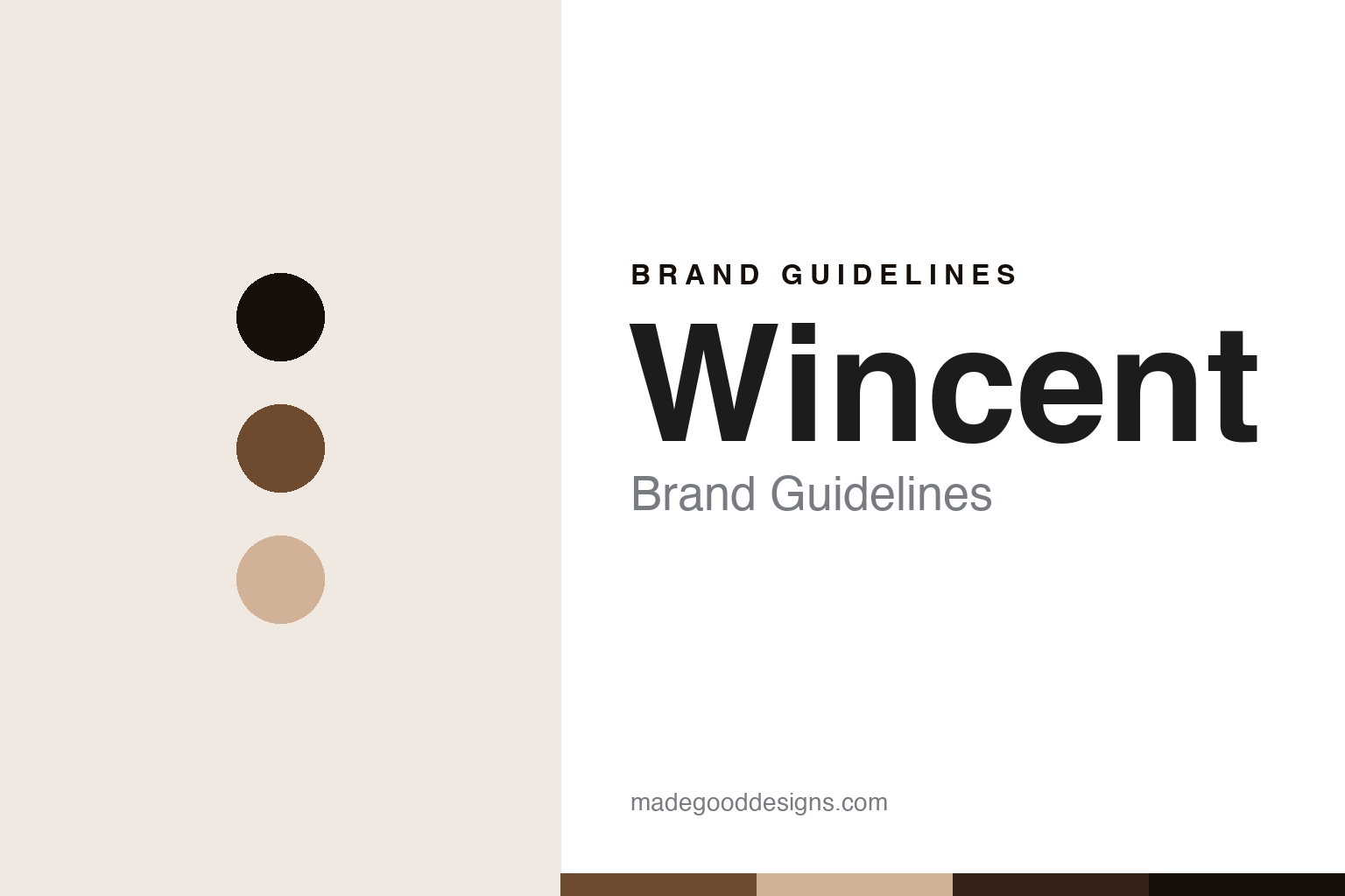 Wincent brand guidelines — abstract hickory-brown drumstick homage cover (not affiliated with Wincent Drumsticks)