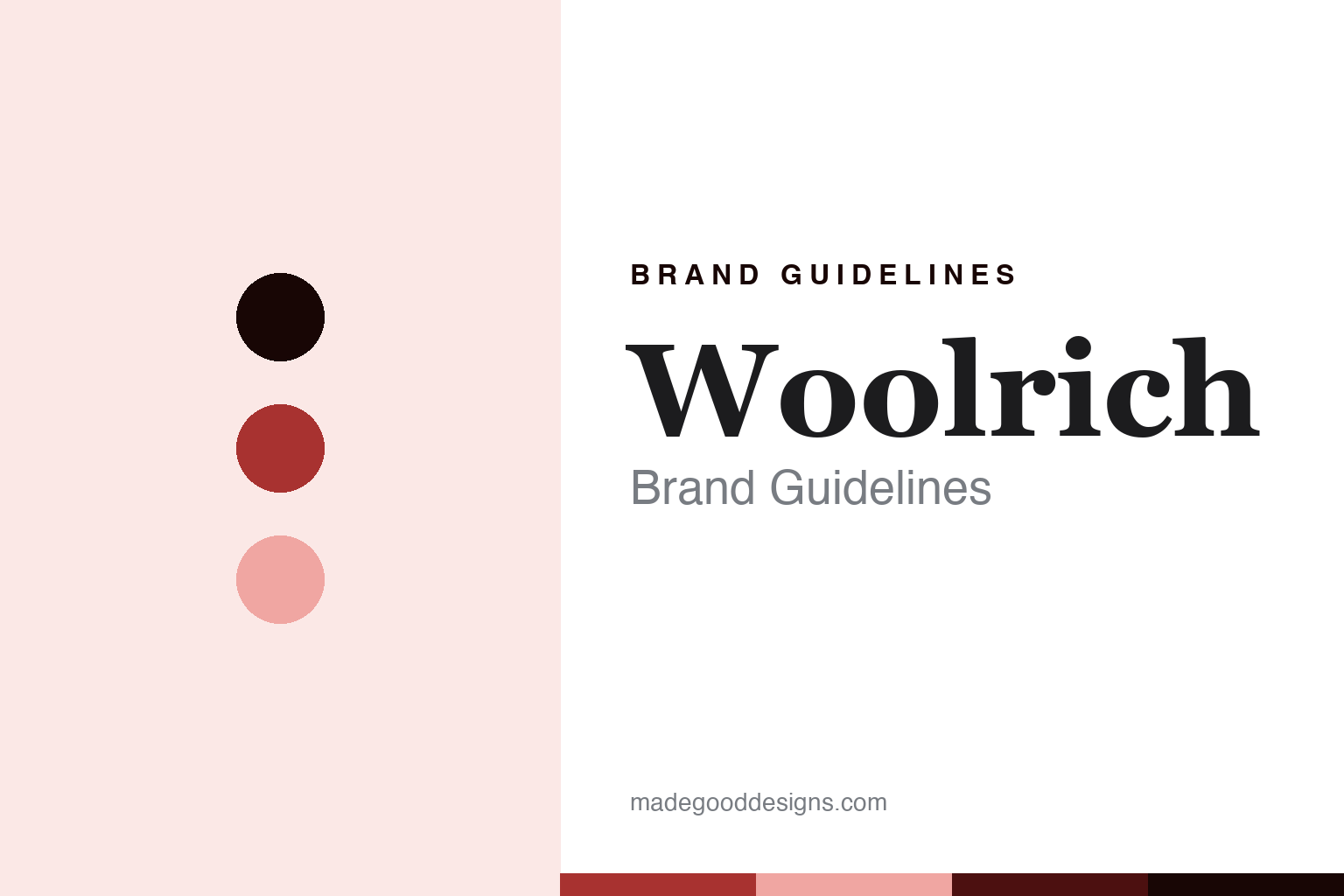 Woolrich brand guidelines cover - abstract buffalo-red colour discs and down-baffle texture