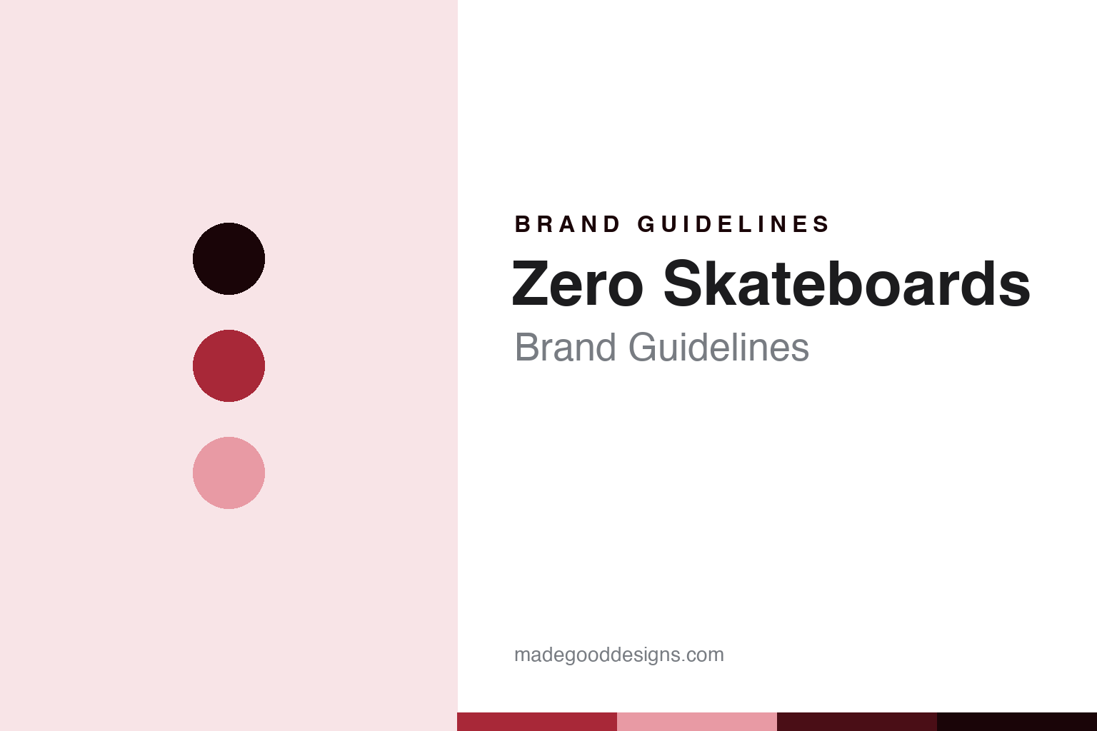 Zero Skateboards brand guidelines - abstract Zero-crimson colour discs and maple-veneer texture, an unofficial design homage