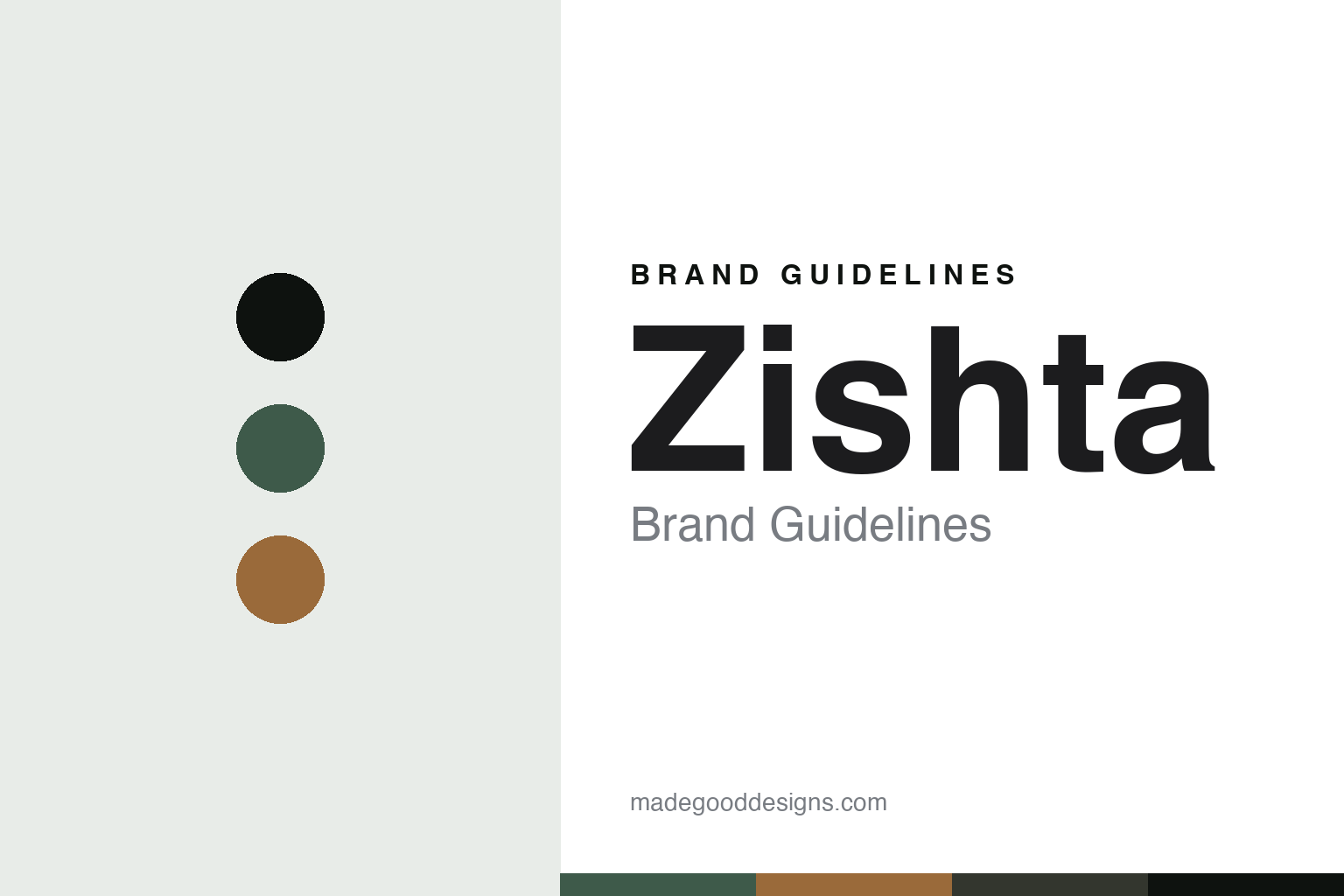 Abstract soapstone-green and clay cover for a Zishta brand guidelines design article (colour discs, not a vessel)